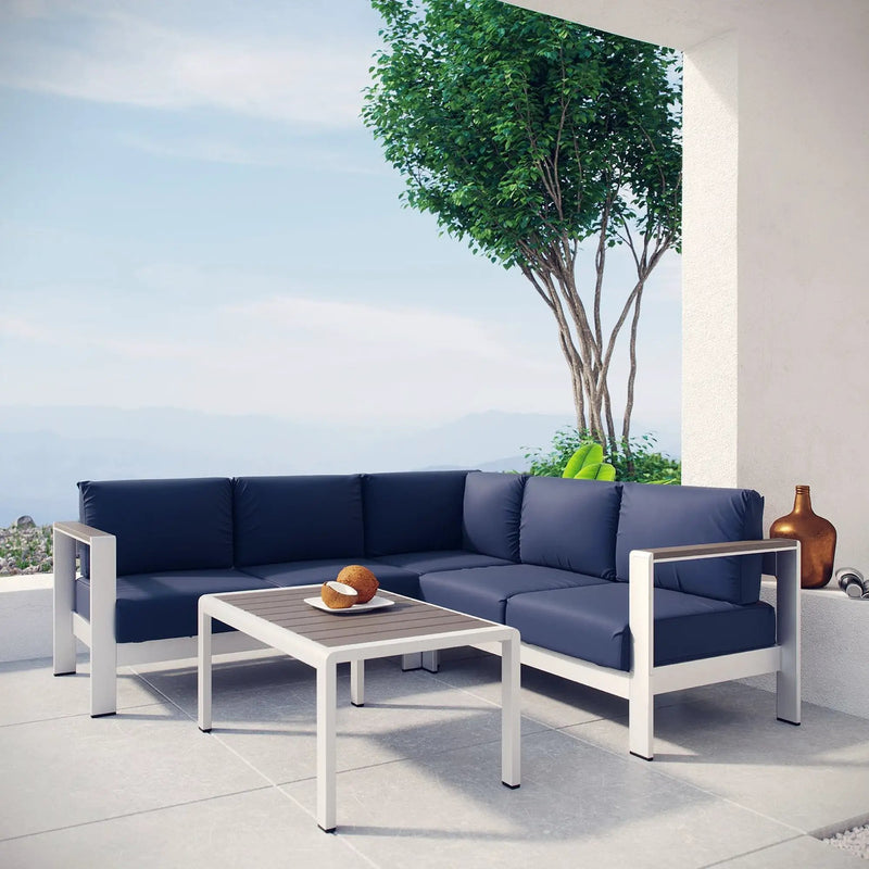 Shore 4 Piece Outdoor Patio Aluminum Sectional Sofa Set by Modway by HouseOfZazla