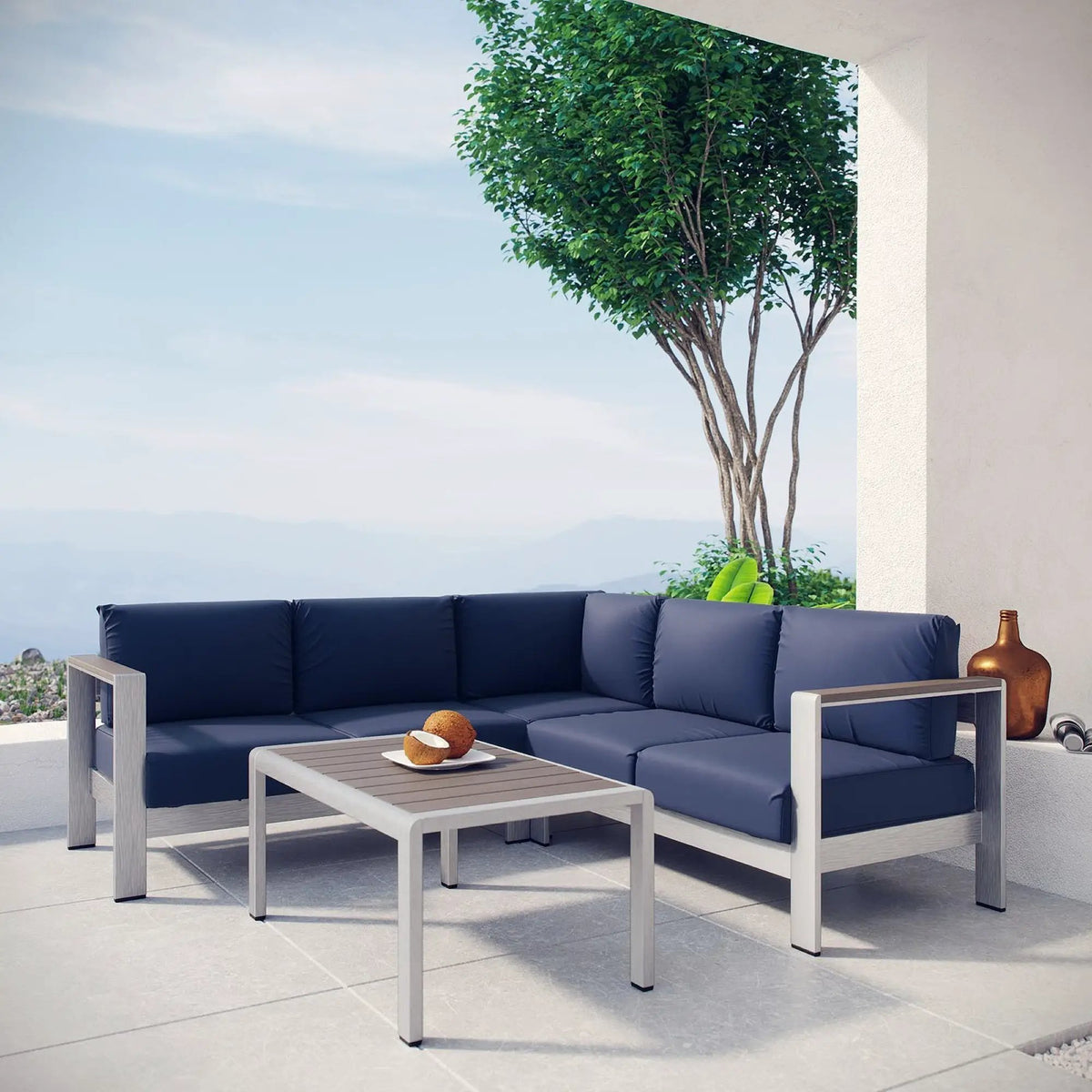 Shore 4 Piece Outdoor Patio Aluminum Sectional Sofa Set by Modway by HouseOfZazla