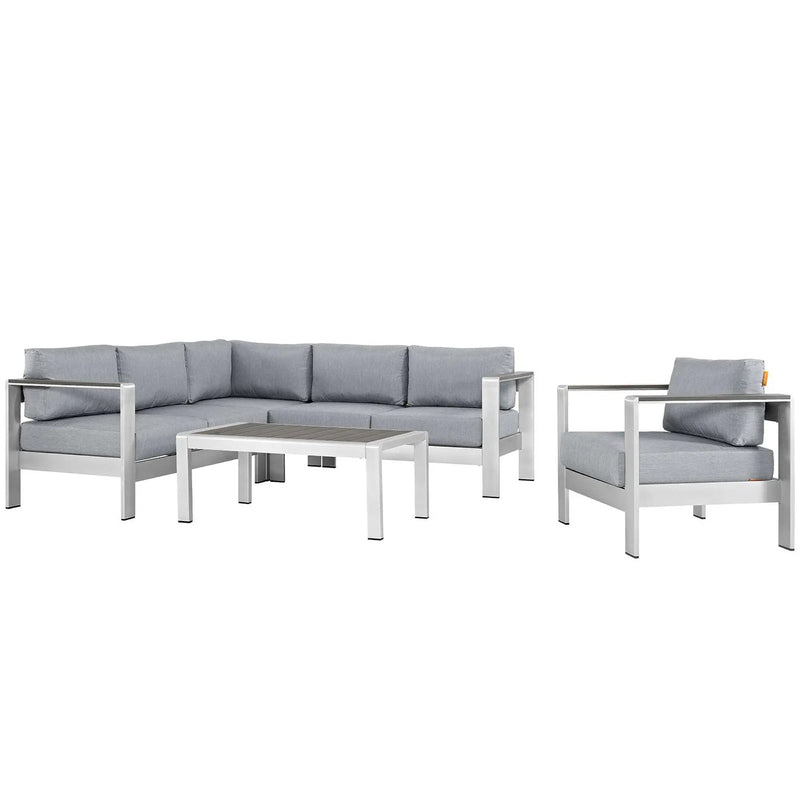 Shore 5 Piece Outdoor Patio Aluminum Sectional Sofa Set by Modway by HouseOfZazla