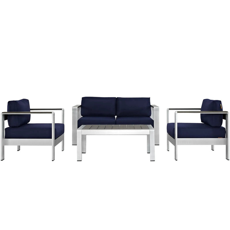 Shore 4 Piece Outdoor Patio Aluminum Sectional Sofa Set by Modway by HouseOfZazla