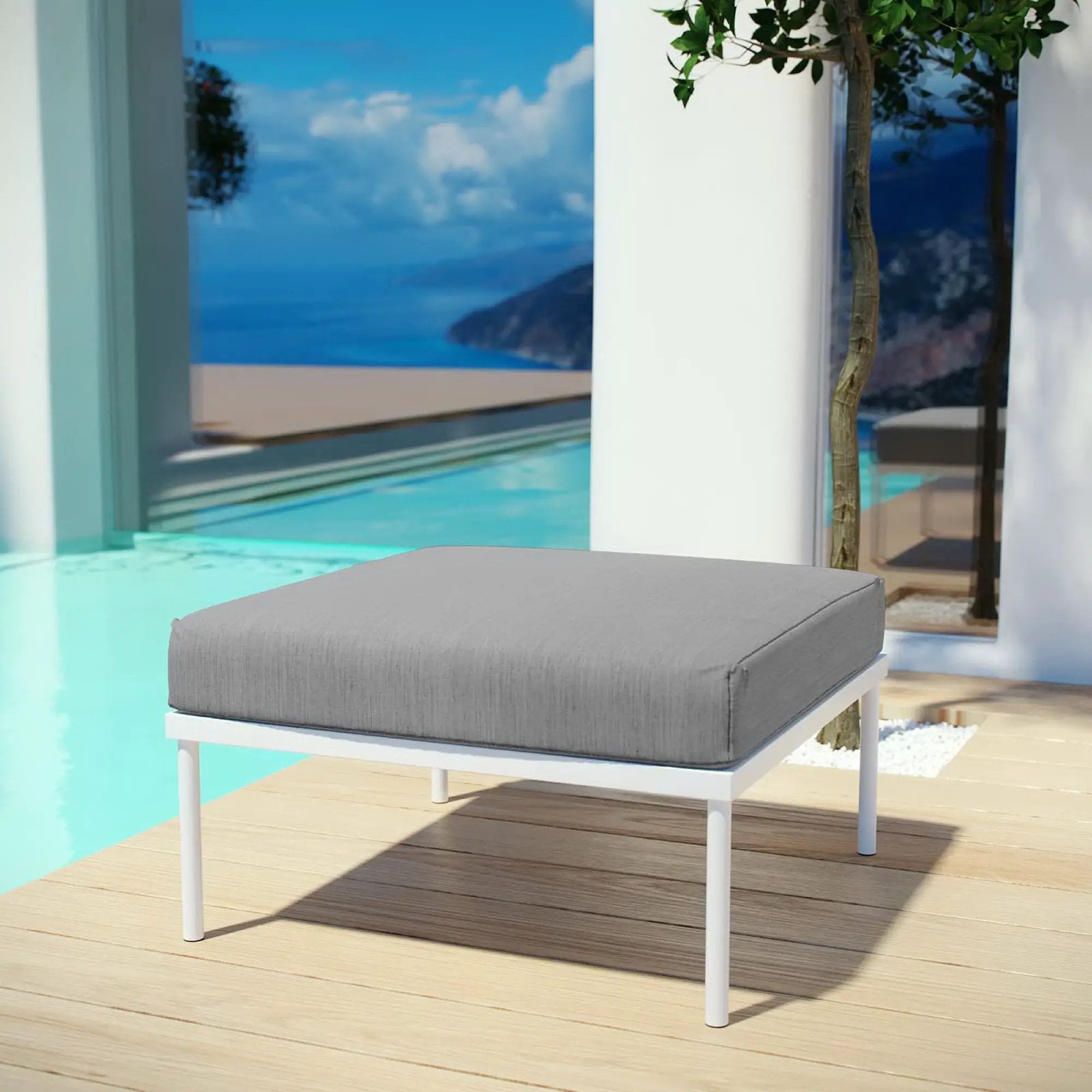 Harmony Outdoor Patio Aluminum Ottoman by Modway by HouseOfZazla
