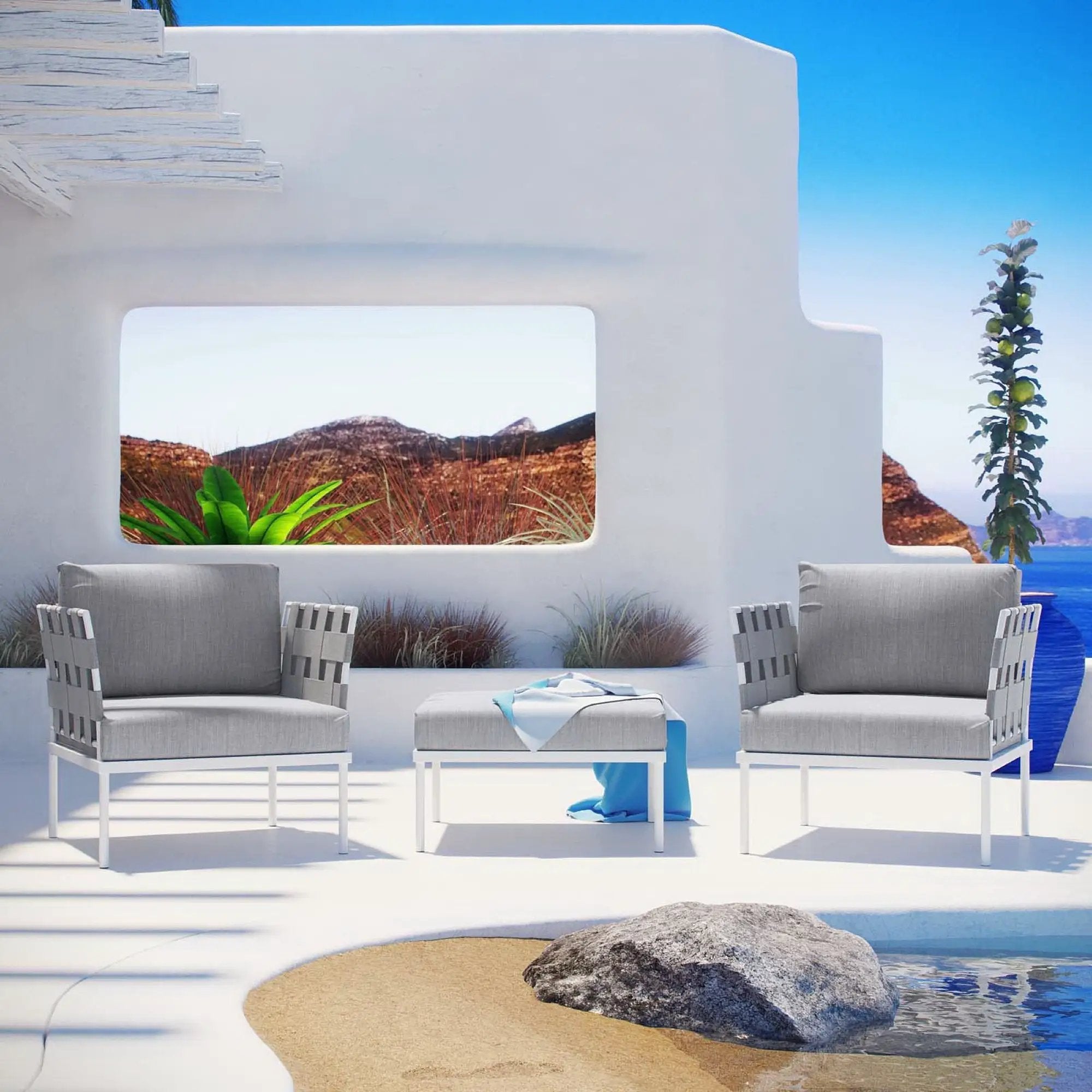 Harmony 3-Piece Outdoor Patio Aluminum Sectional Sofa Set by Modway by HouseOfZazla