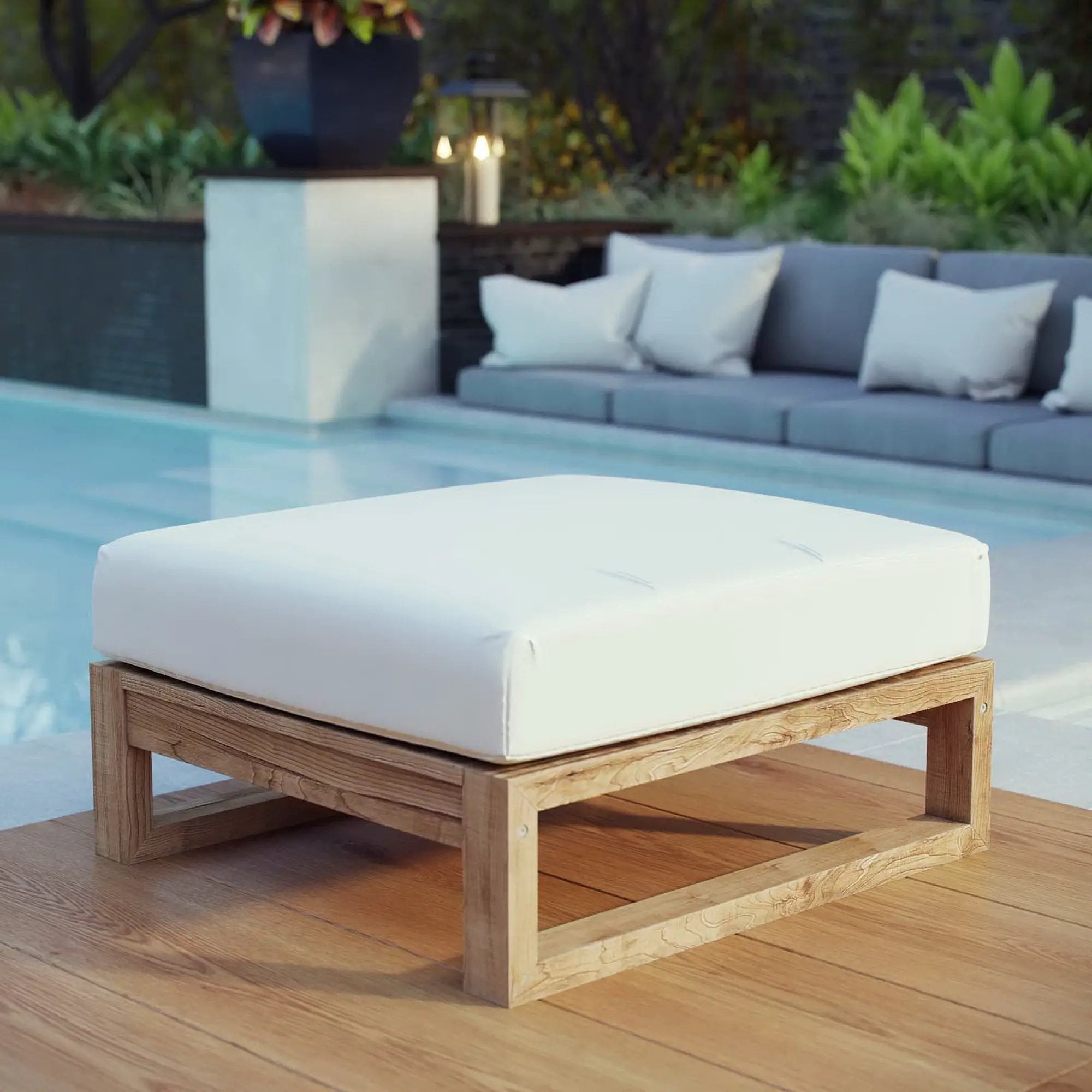 Upland Outdoor Patio Teak Ottoman by Modway by HouseOfZazla