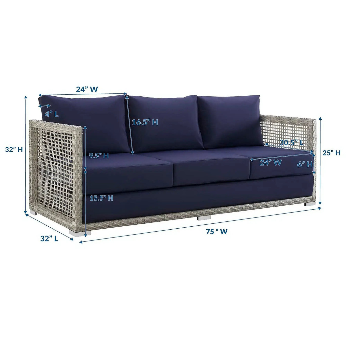 Aura Outdoor Patio Wicker Rattan Sofa by HouseOfZazla