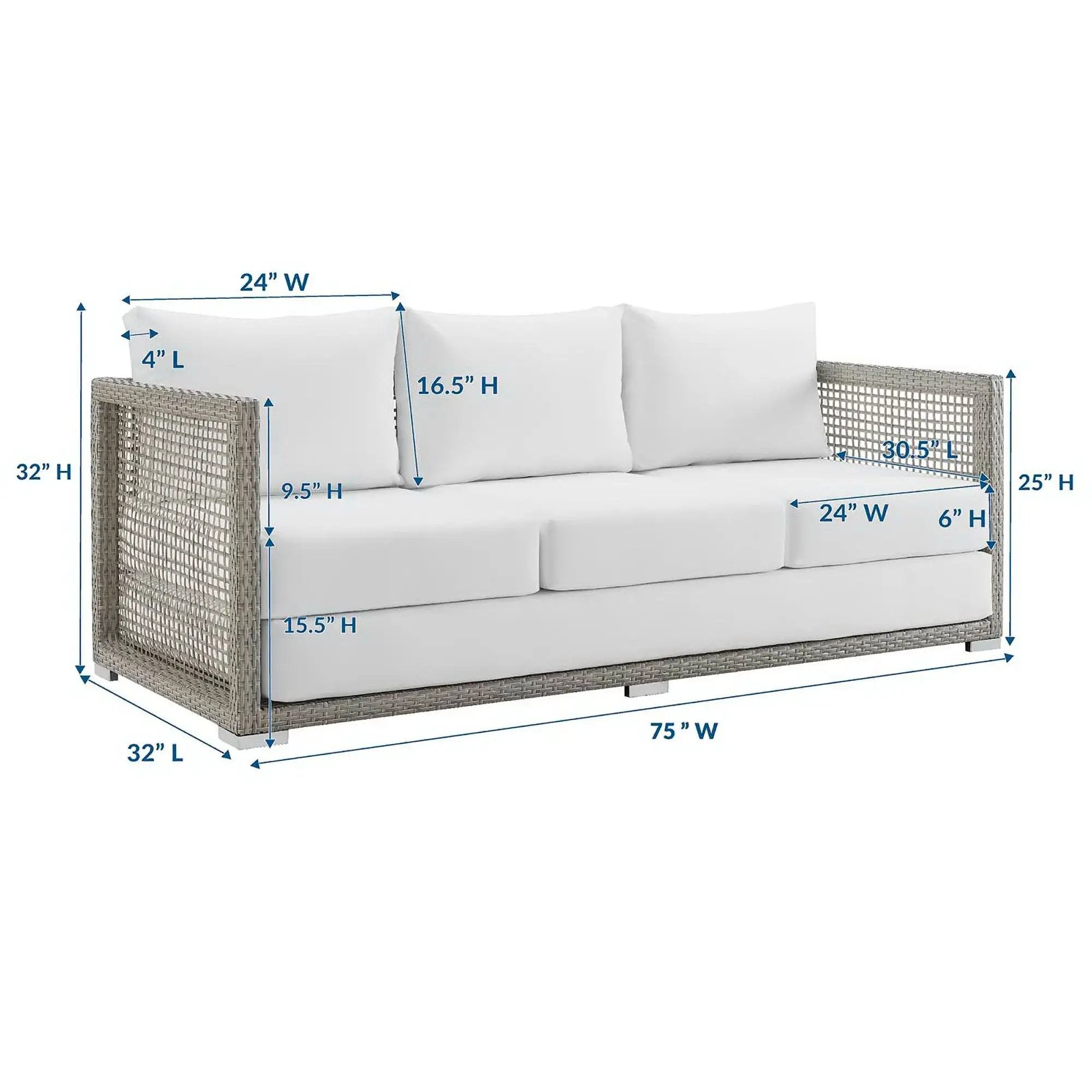 Aura Outdoor Patio Wicker Rattan Sofa by HouseOfZazla
