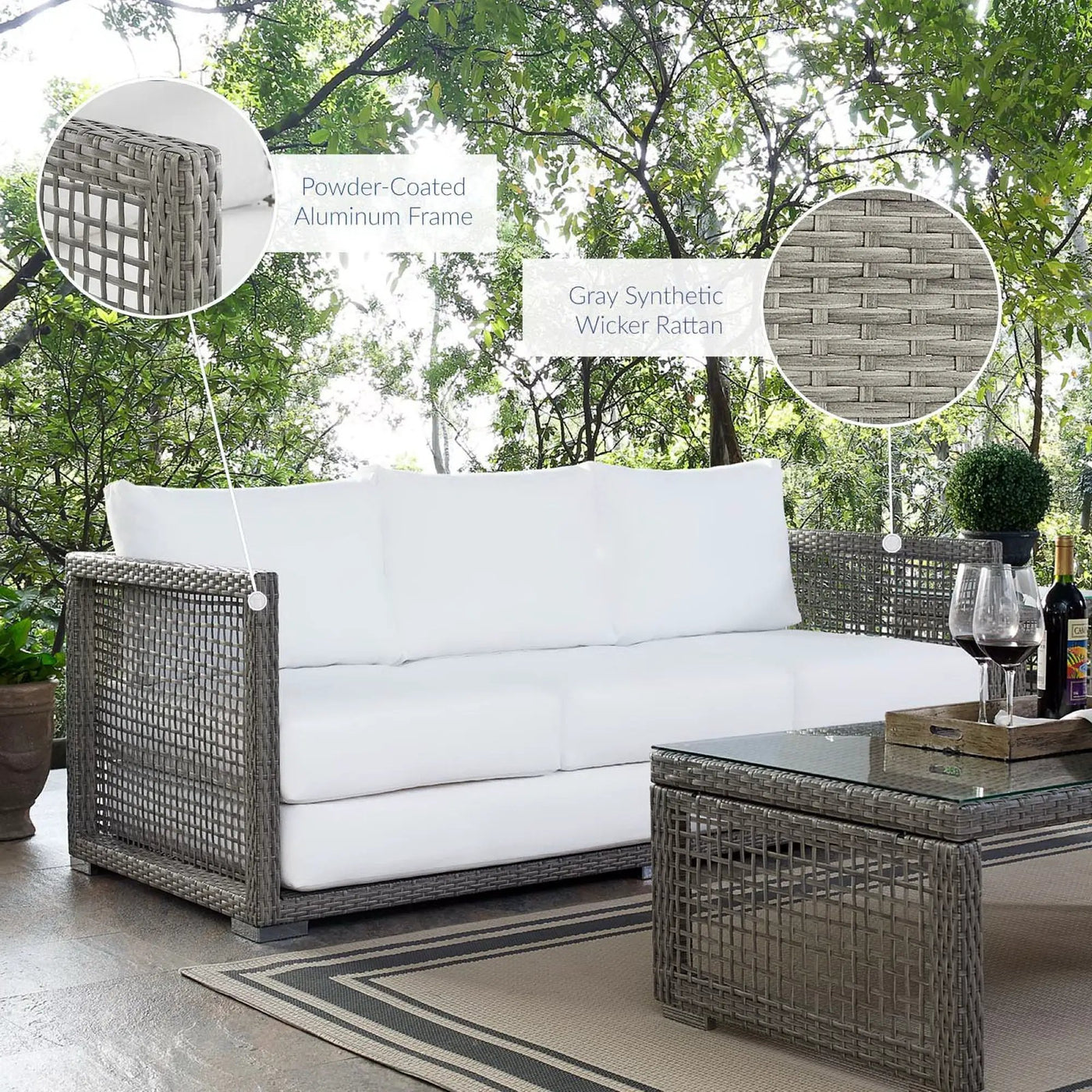 Aura Outdoor Patio Wicker Rattan Sofa by HouseOfZazla