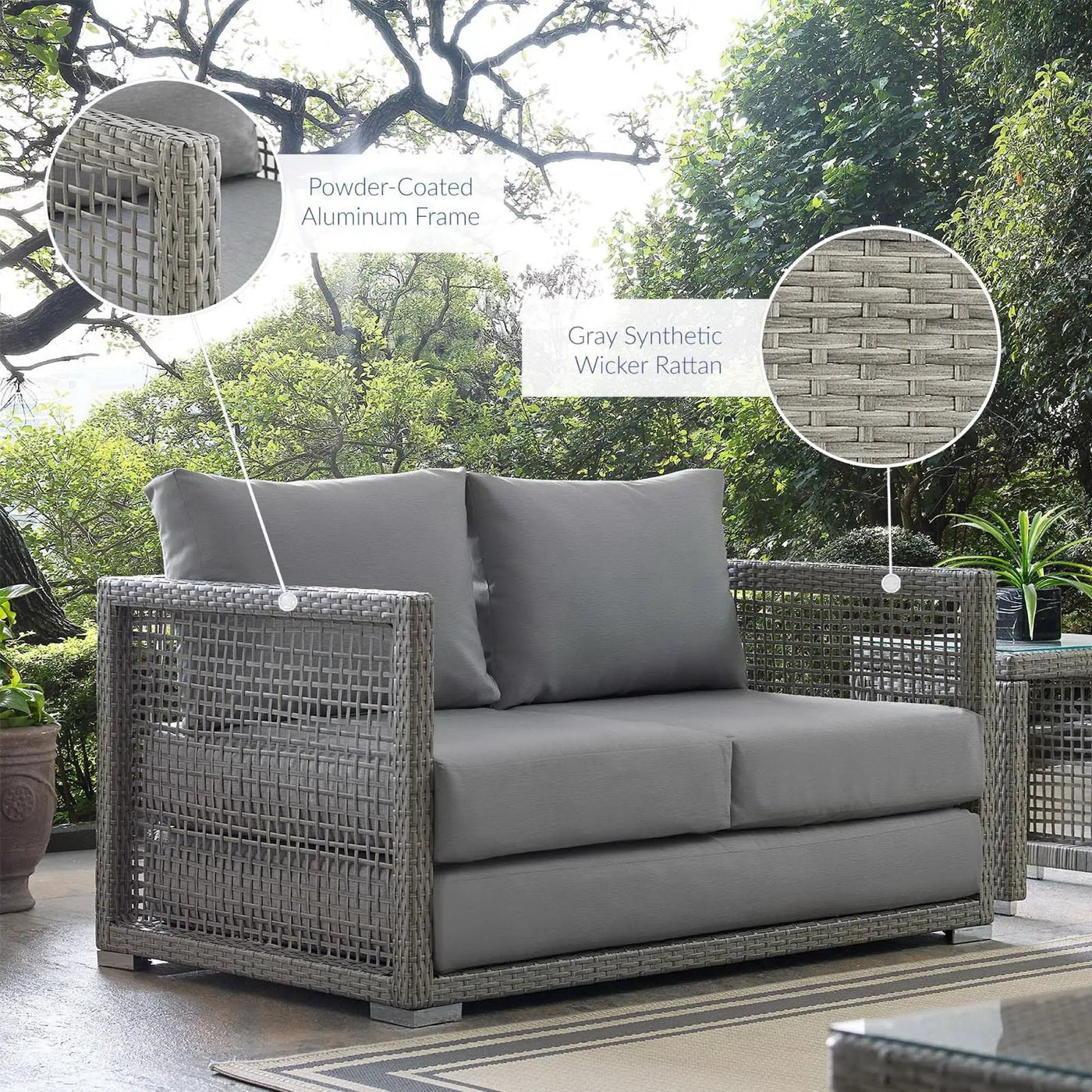 Aura Outdoor Patio Wicker Rattan Loveseat by Modway by HouseOfZazla