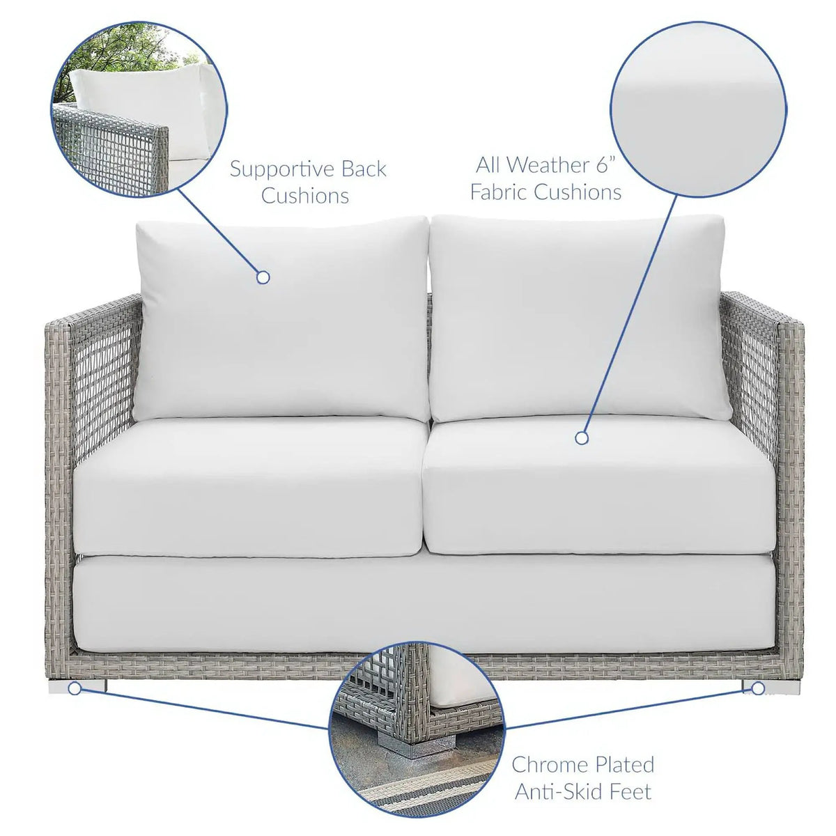 Aura Outdoor Patio Wicker Rattan Loveseat by Modway by HouseOfZazla