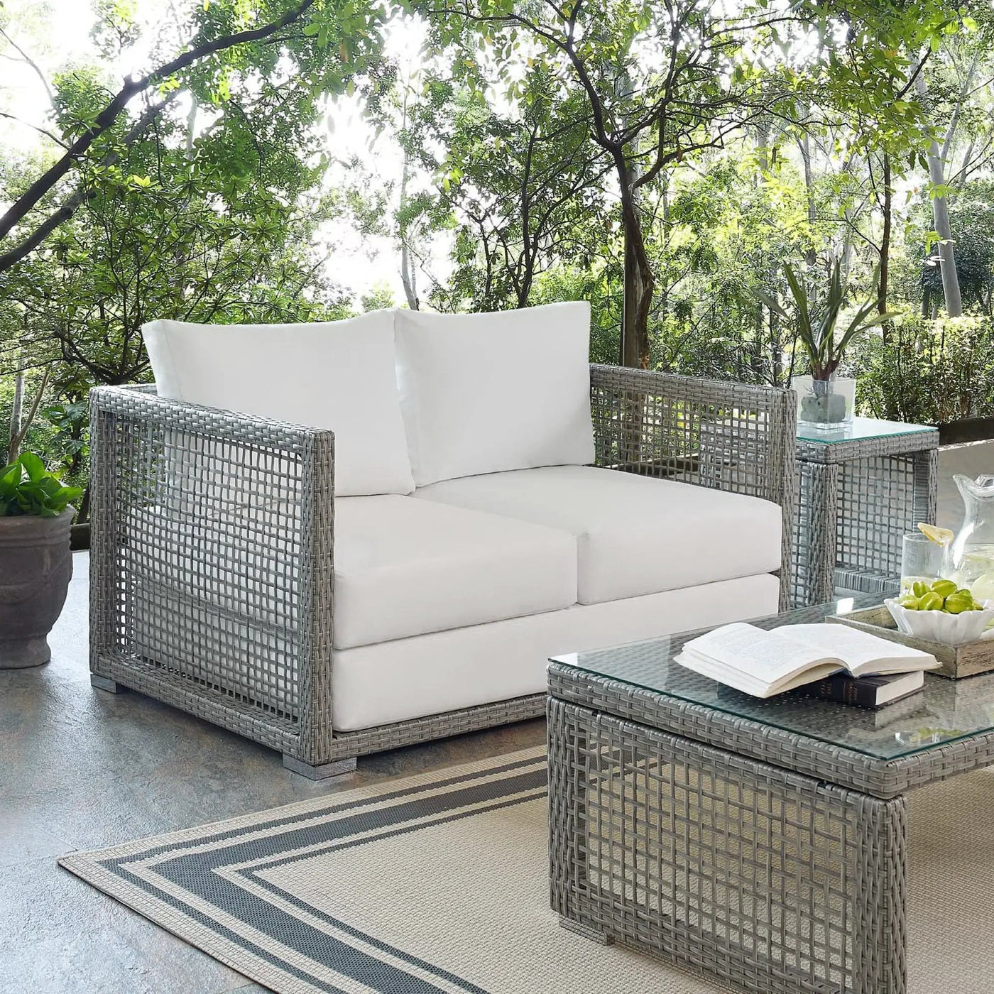 Aura Outdoor Patio Wicker Rattan Loveseat by Modway by HouseOfZazla