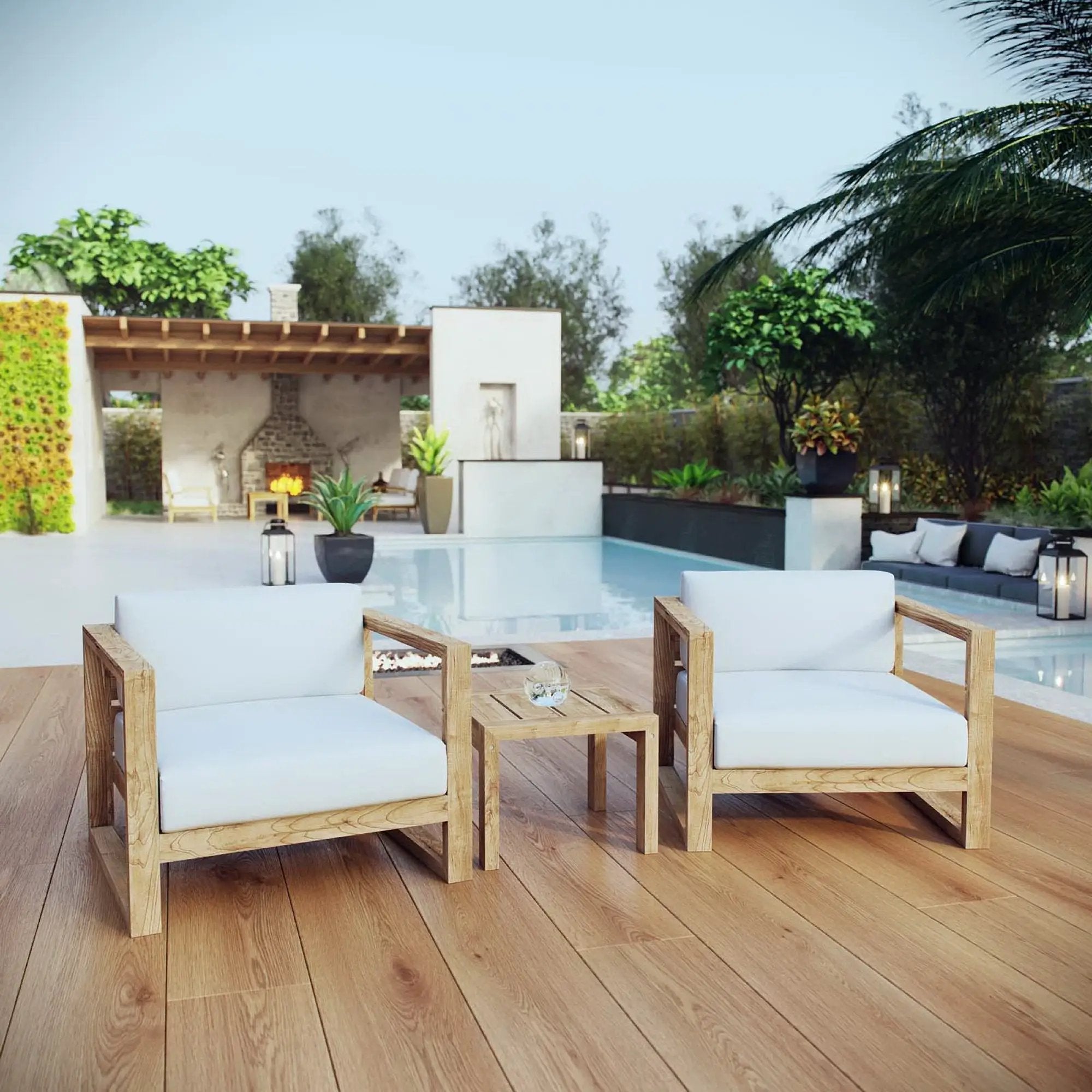 Upland 3 Piece Outdoor Patio Teak Set by Modway by HouseOfZazla