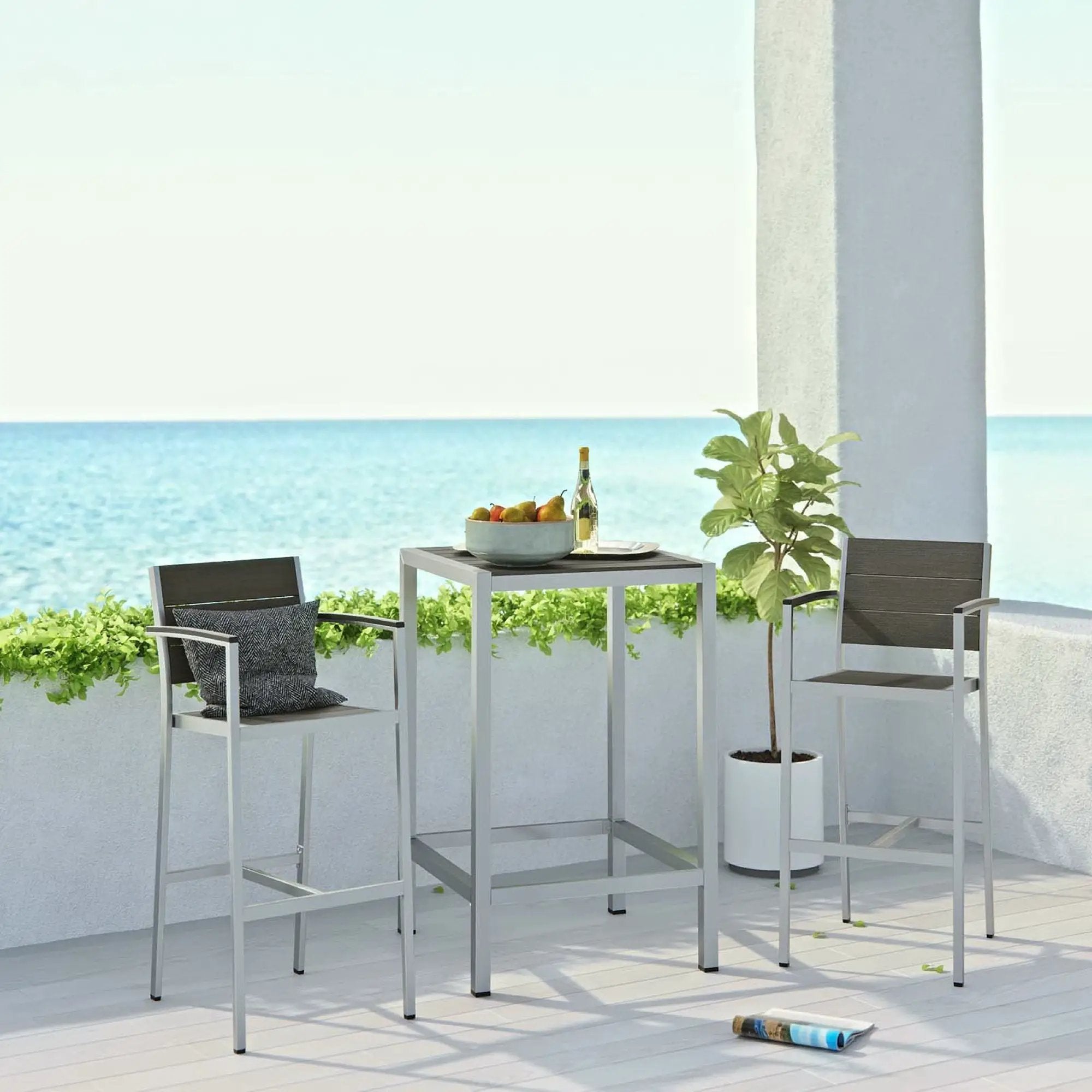 Shore 3 Piece Outdoor Patio Aluminum Pub Set by Modway by HouseOfZazla