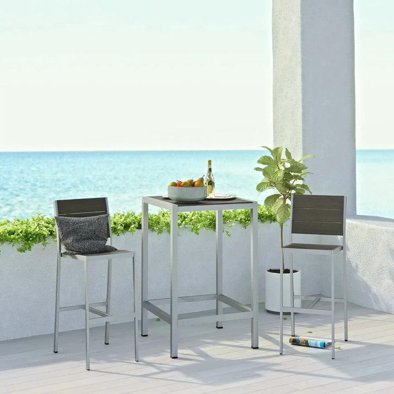 Shore 3 Piece Outdoor Patio Aluminum Pub Set by Modway by HouseOfZazla