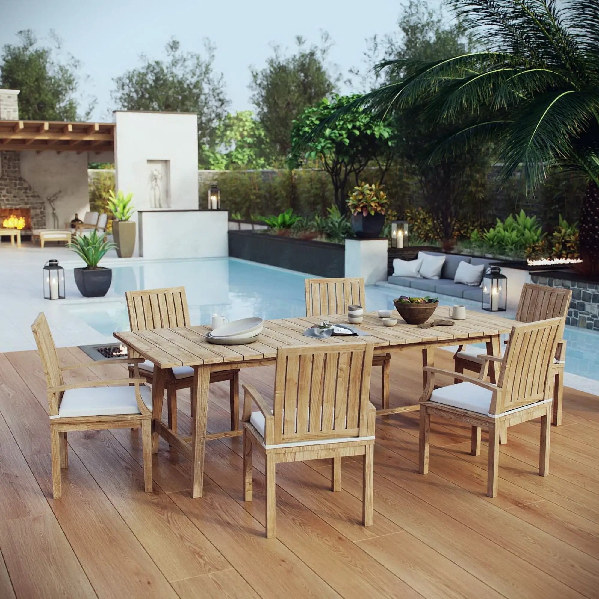 Marina 7 Piece Outdoor Patio Teak Dining Set by Modway by HouseOfZazla