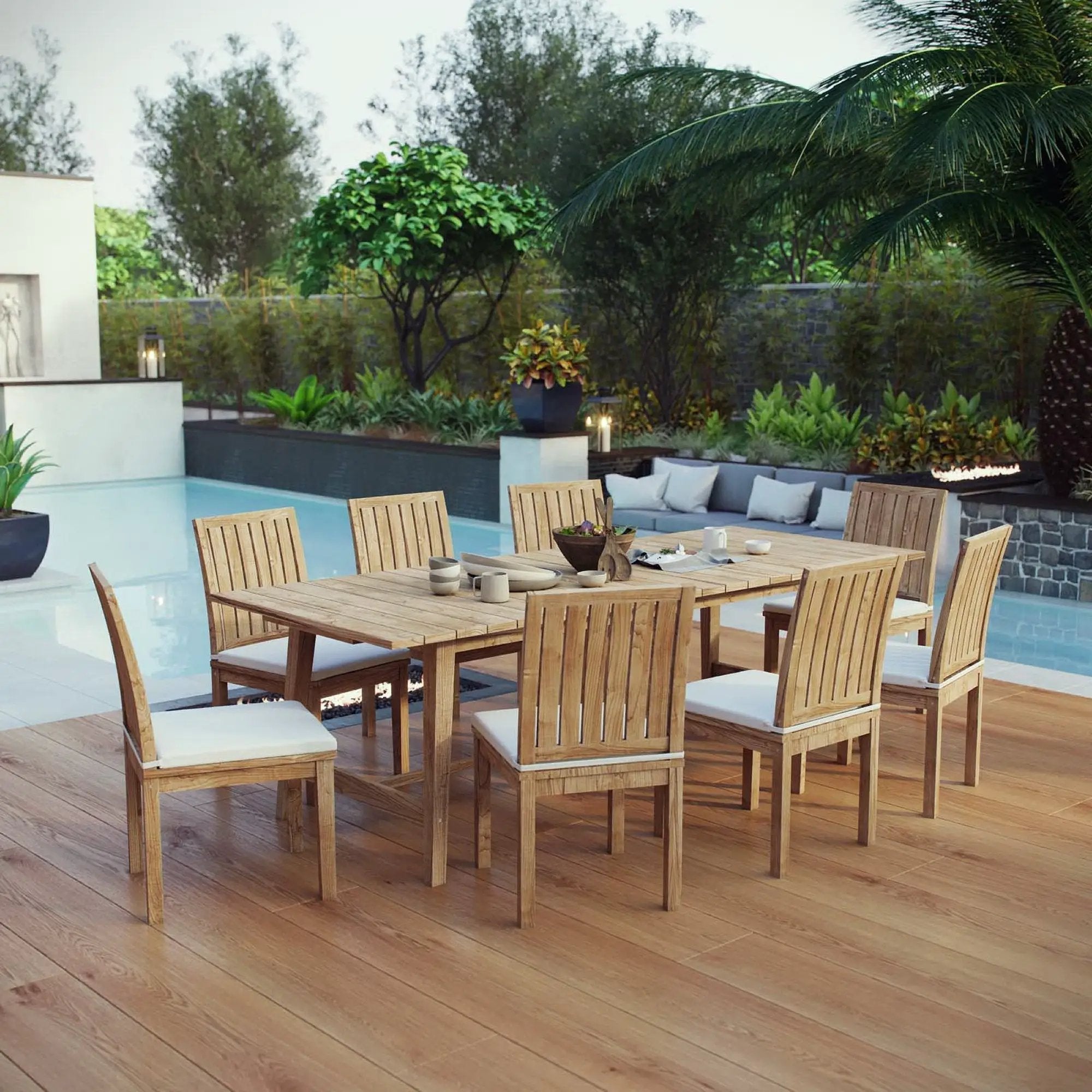 Marina 9 Piece Outdoor Patio Teak Dining Set by Modway by HouseOfZazla