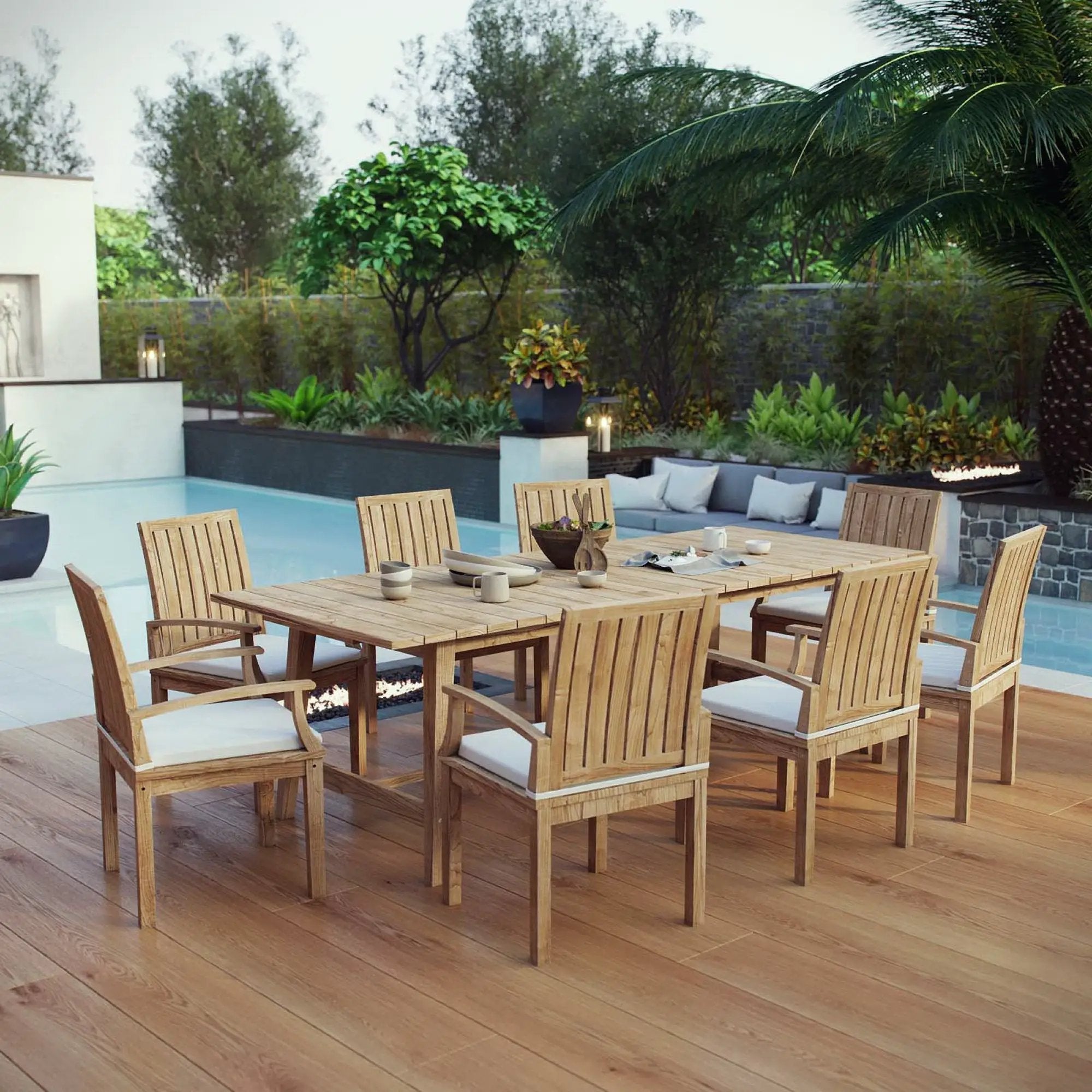 Marina 9 Piece Outdoor Patio Teak Dining Set by Modway by HouseOfZazla