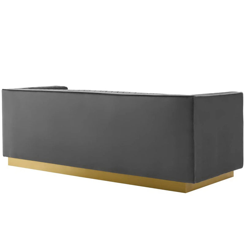 Sanguine Vertical Channel Tufted Performance Velvet Sofa by HouseOfZazla