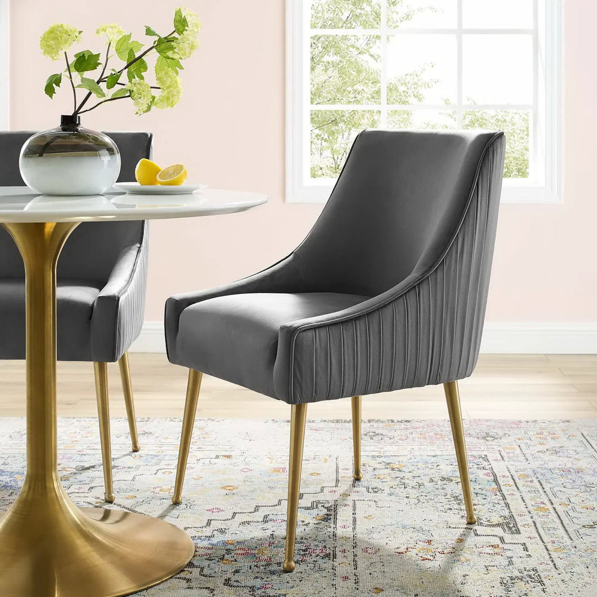 Discern Pleated Back Upholstered Performance Velvet Dining Chair by Modway by HouseOfZazla