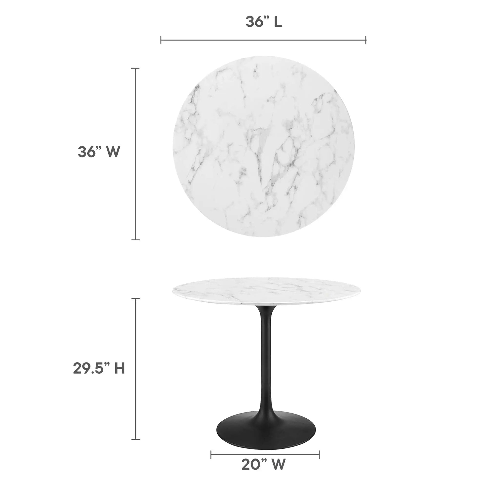 Lippa 36" Round Faux Marble Dining Table by Modway by HouseOfZazla