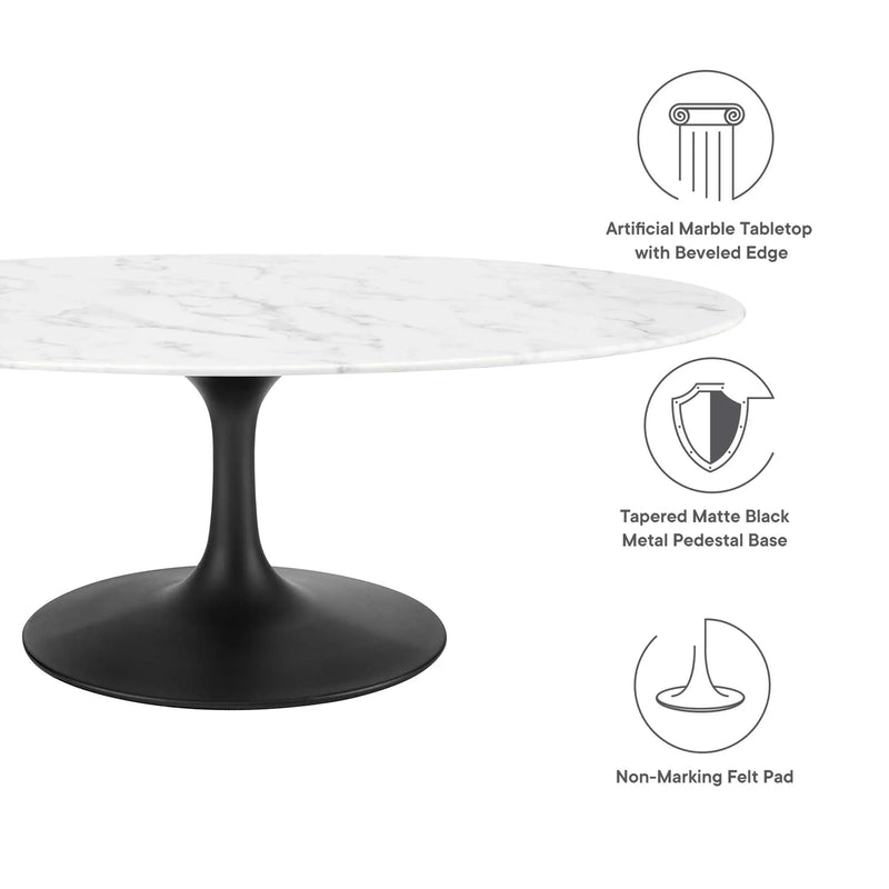 Lippa 48" Oval Faux Marble Coffee Table by Modway by HouseOfZazla