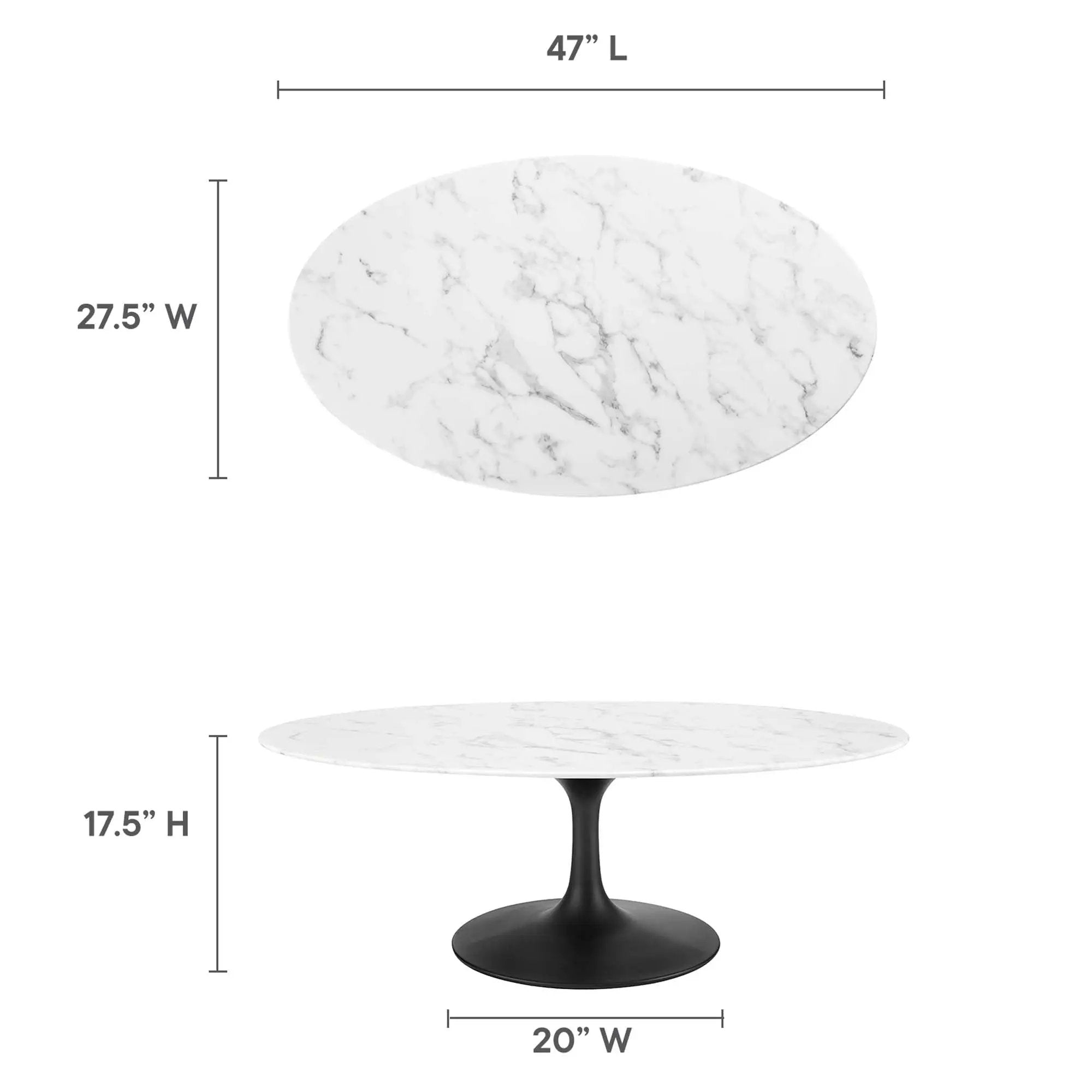 Lippa 48" Oval Faux Marble Coffee Table by Modway by HouseOfZazla