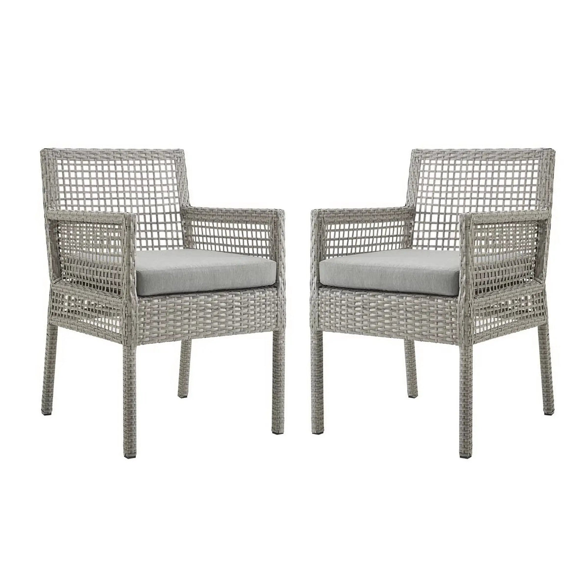 Aura Outdoor Patio Wicker Rattan Dining Armchair Set of 2 by HouseOfZazla