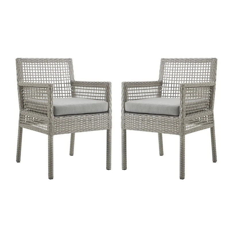 Aura Outdoor Patio Wicker Rattan Dining Armchair Set of 2 by HouseOfZazla