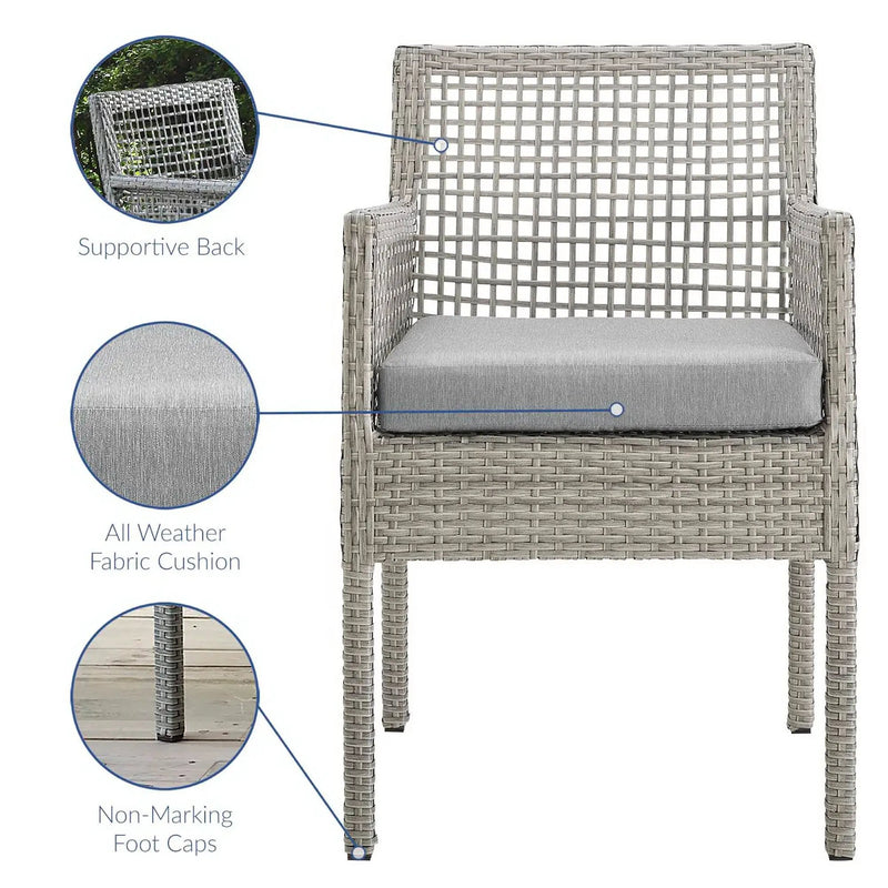 Aura Outdoor Patio Wicker Rattan Dining Armchair Set of 2 by HouseOfZazla
