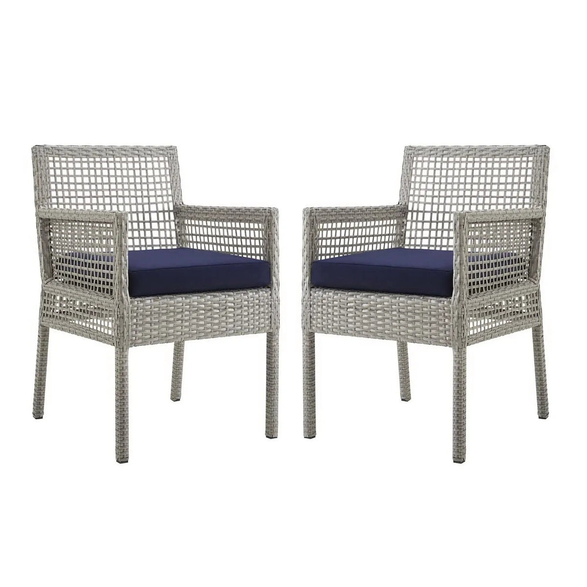 Aura Outdoor Patio Wicker Rattan Dining Armchair Set of 2 by HouseOfZazla