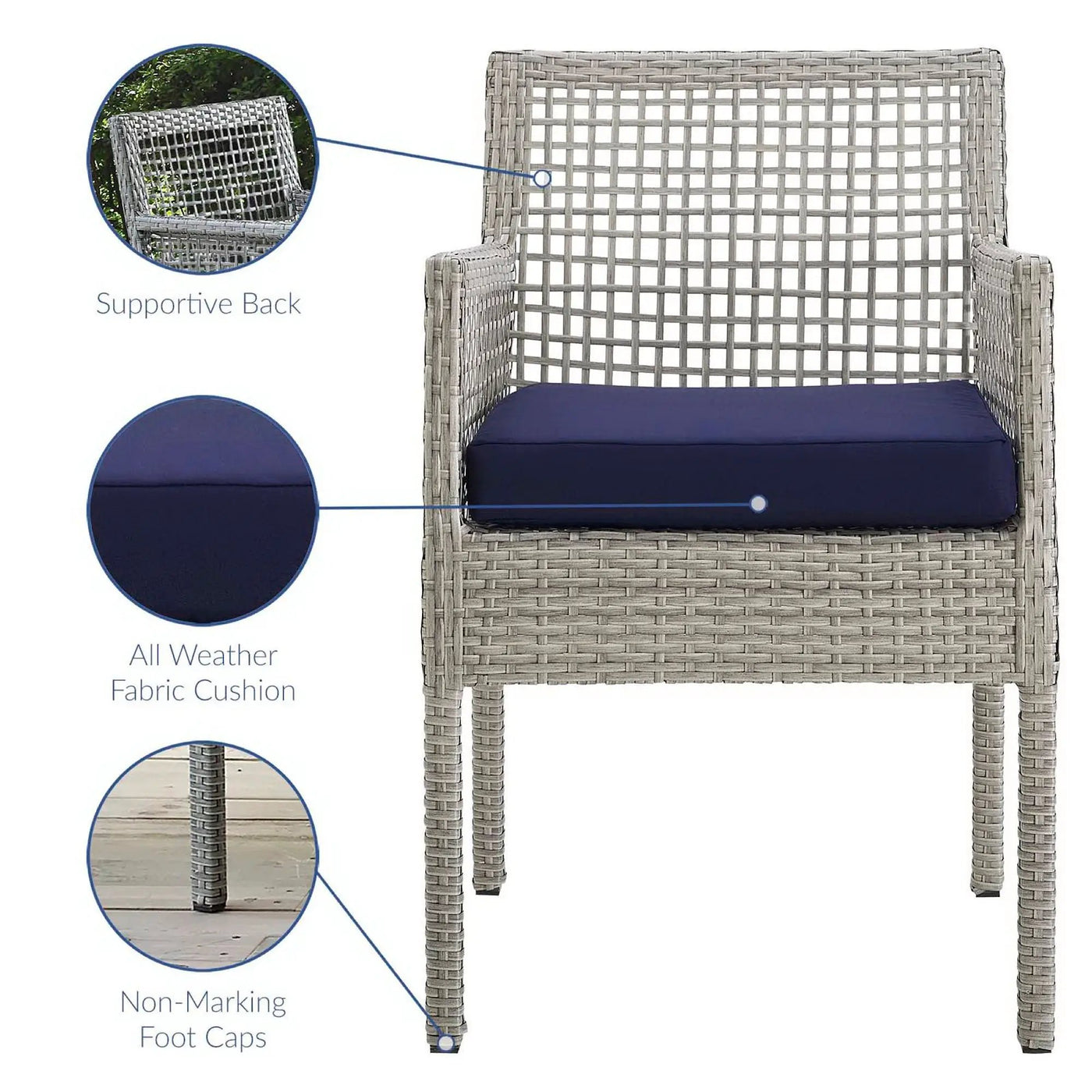 Aura Outdoor Patio Wicker Rattan Dining Armchair Set of 2 by HouseOfZazla