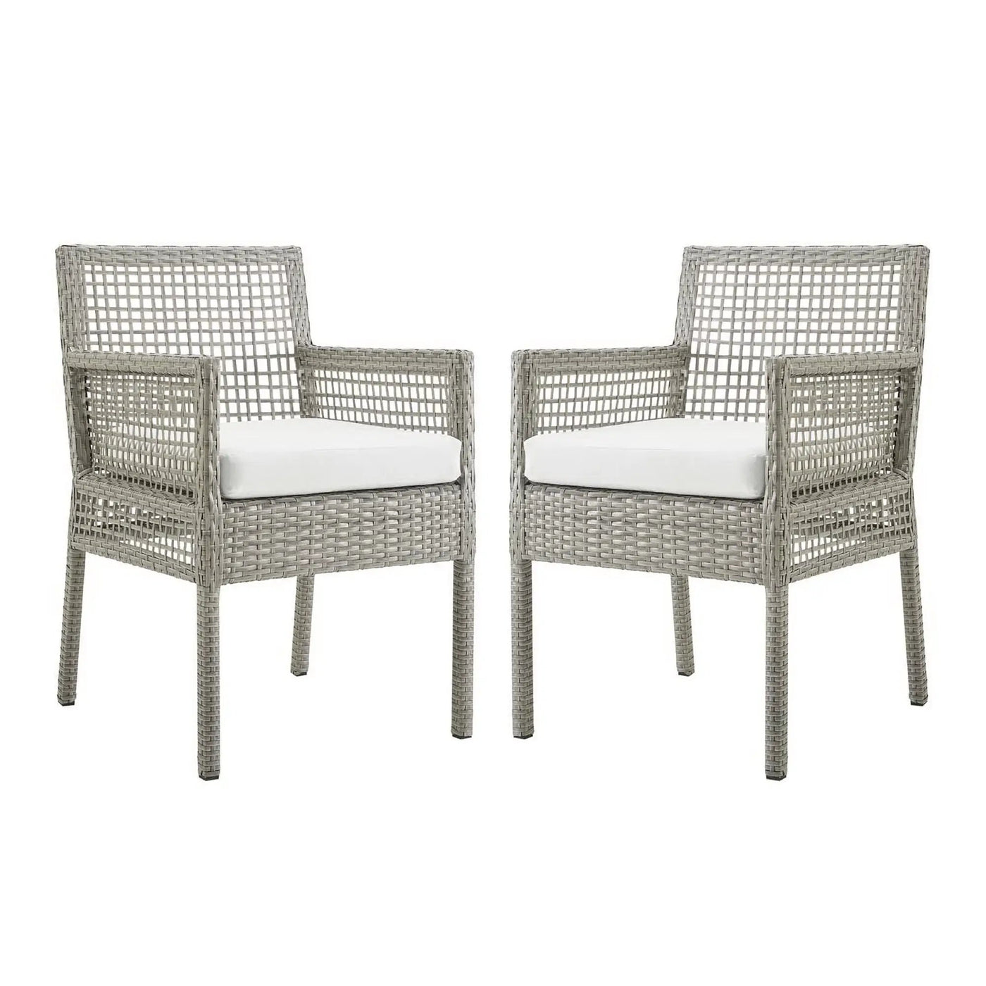 Aura Outdoor Patio Wicker Rattan Dining Armchair Set of 2 by HouseOfZazla