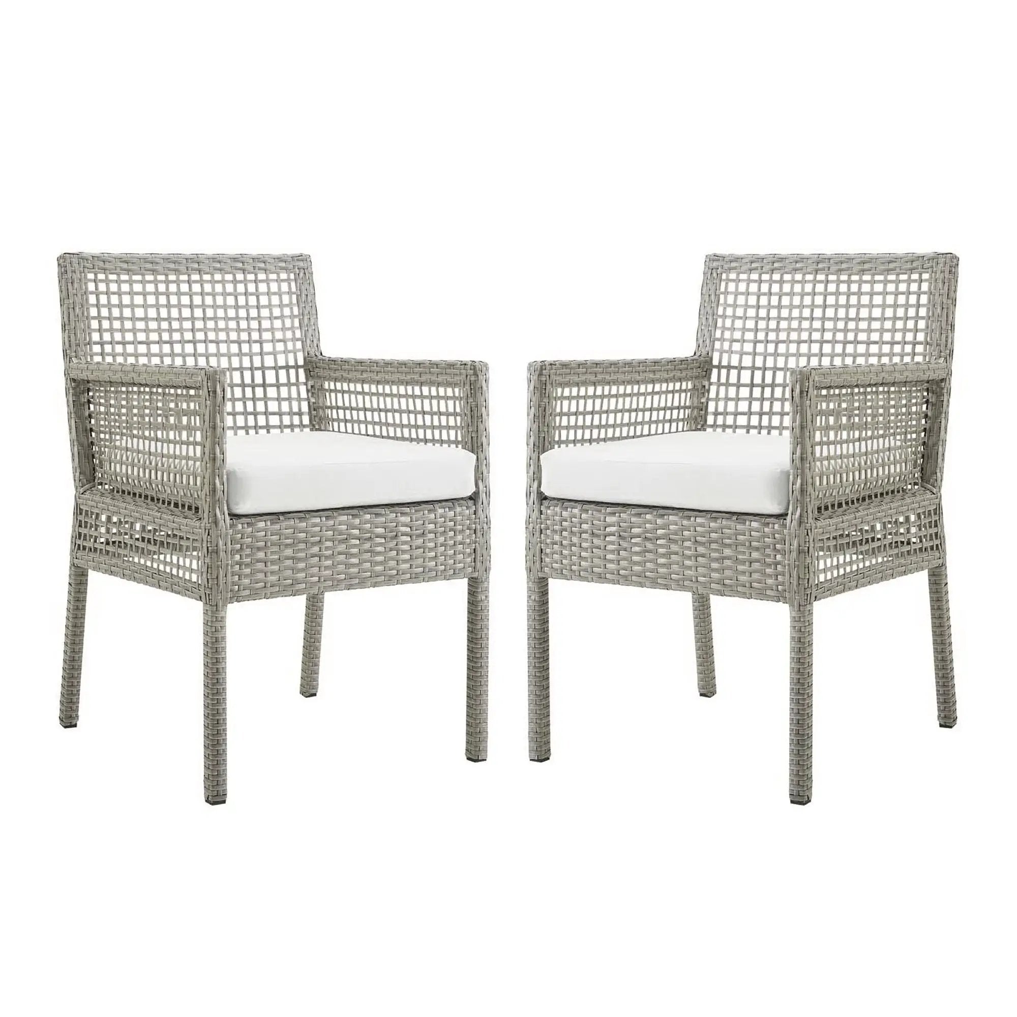 Aura Outdoor Patio Wicker Rattan Dining Armchair Set of 2 by HouseOfZazla