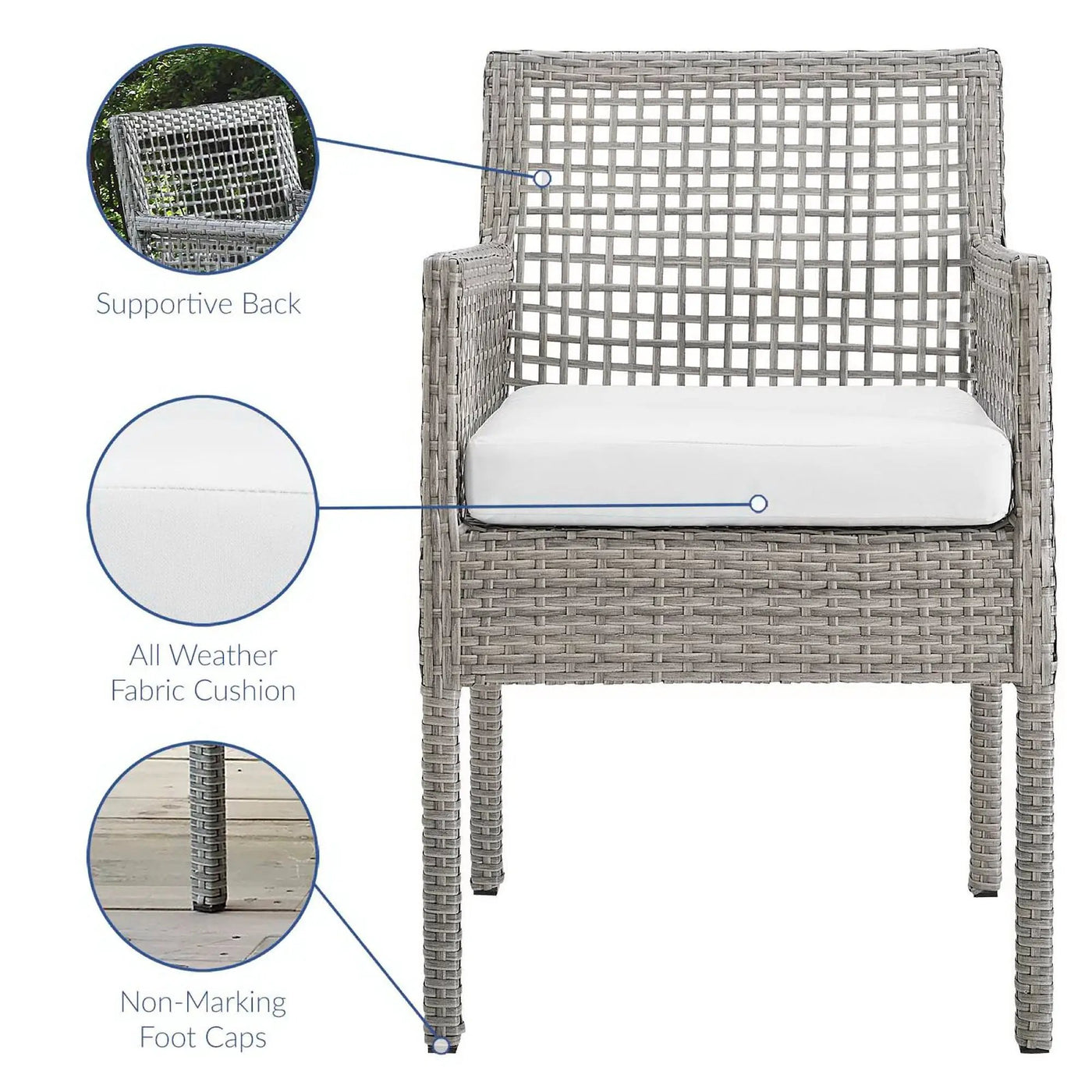 Aura Outdoor Patio Wicker Rattan Dining Armchair Set of 2 by HouseOfZazla