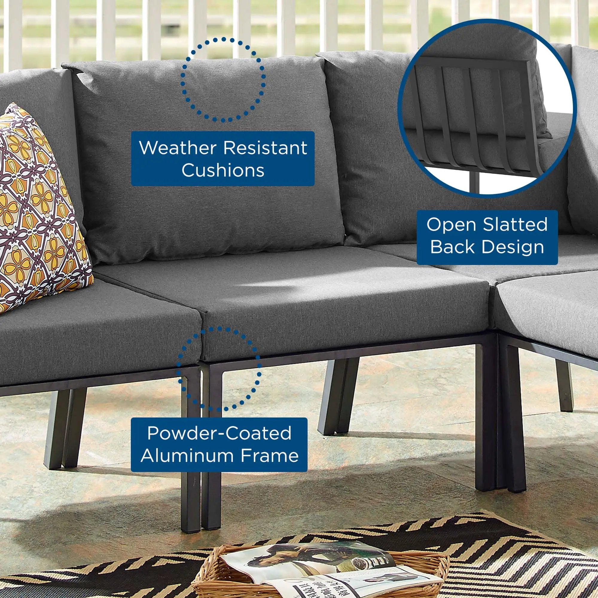 Riverside Outdoor Patio Aluminum Armless Chair by Modway by HouseOfZazla