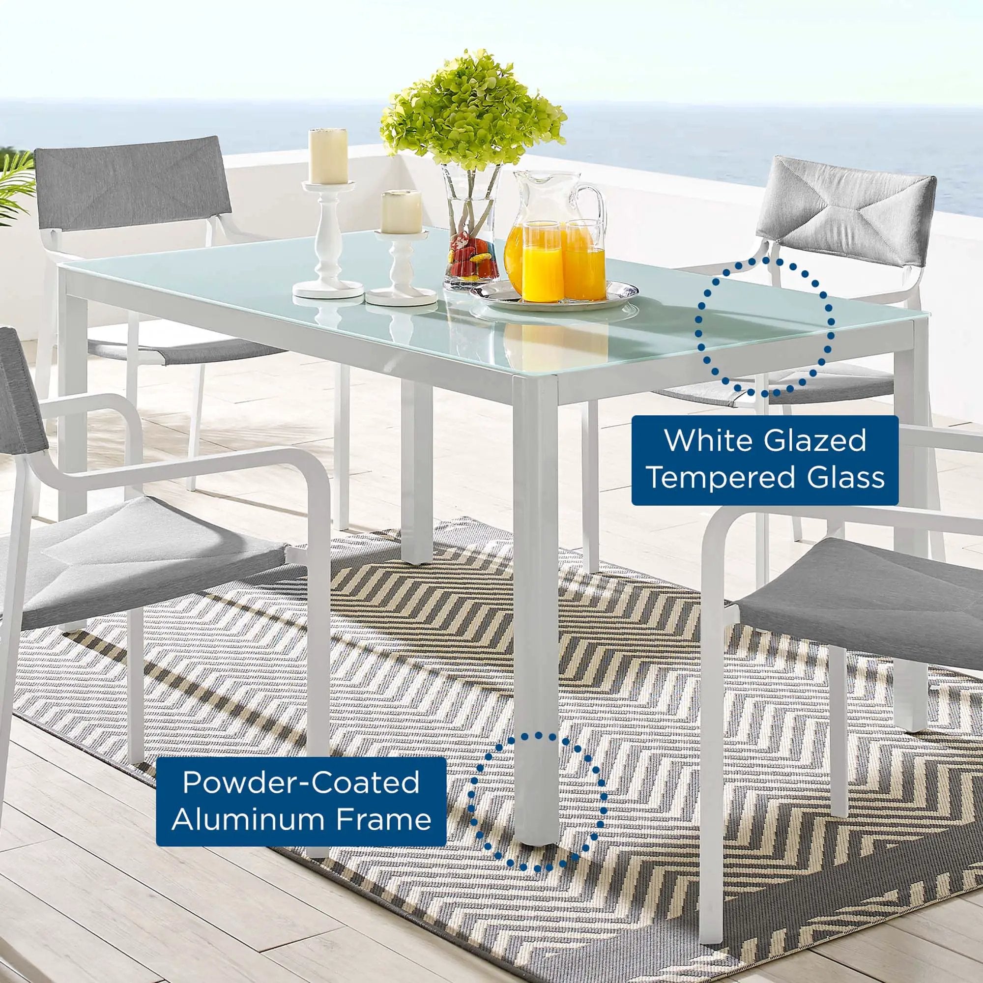 Raleigh 59" Outdoor Patio Aluminum Dining Table by Modway by HouseOfZazla