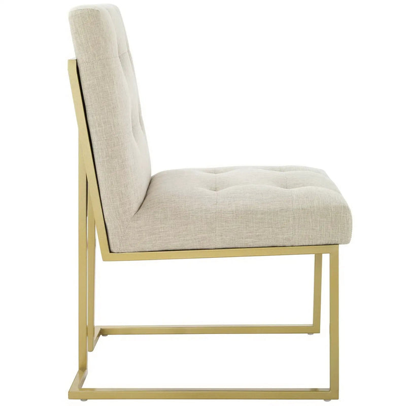 Privy Gold Stainless Steel Upholstered Fabric Dining Accent Chair by HouseOfZazla