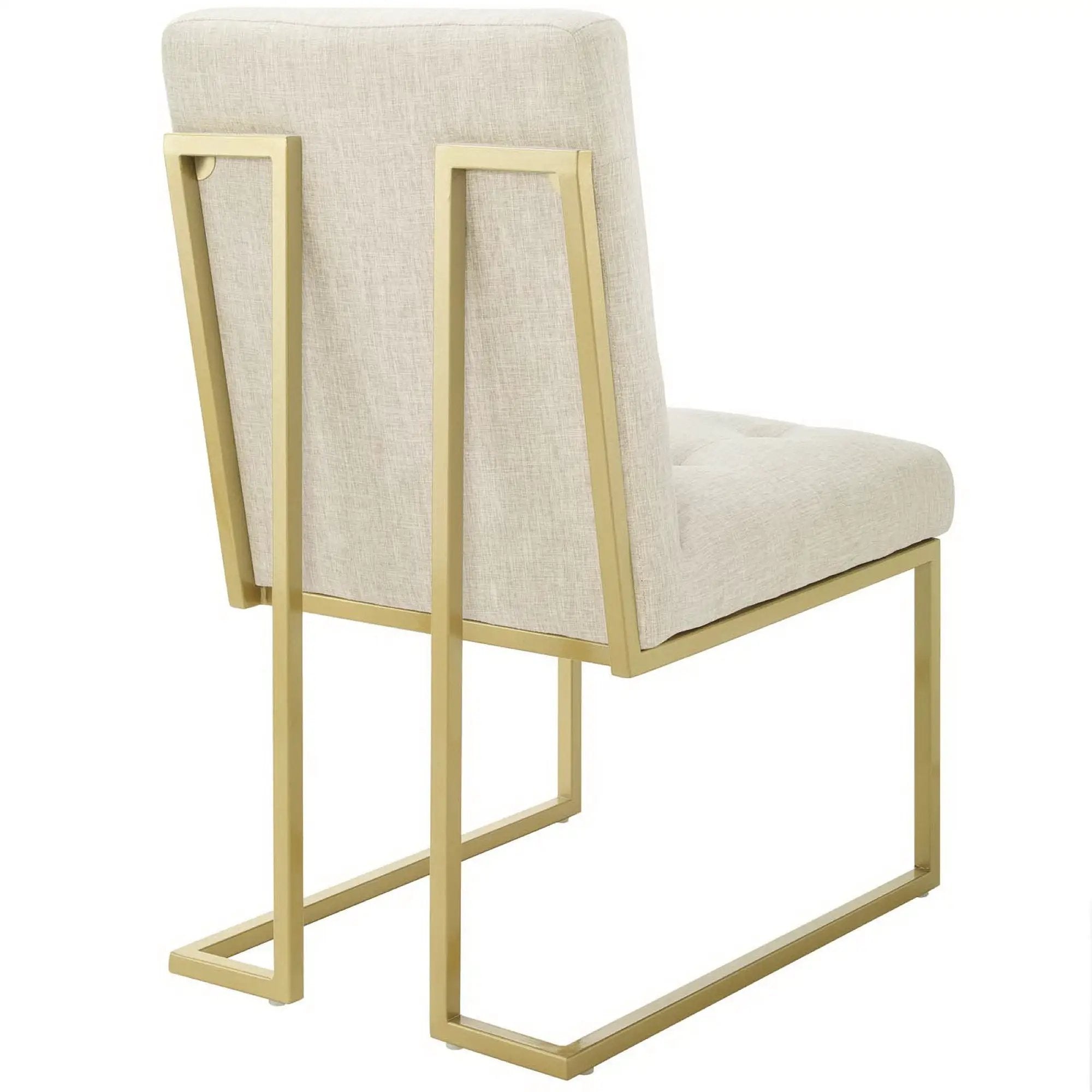 Privy Gold Stainless Steel Upholstered Fabric Dining Accent Chair by HouseOfZazla