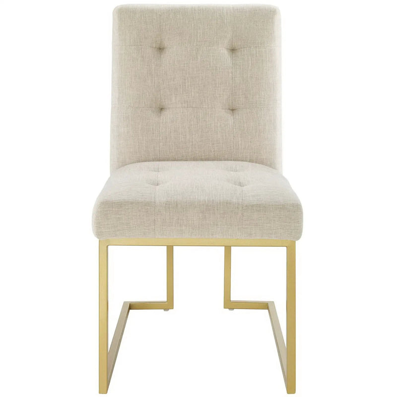 Privy Gold Stainless Steel Upholstered Fabric Dining Accent Chair by HouseOfZazla