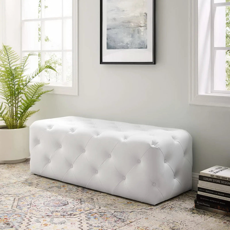 Amour 48" Tufted Button Faux Leather Entryway Bench by HouseOfZazla