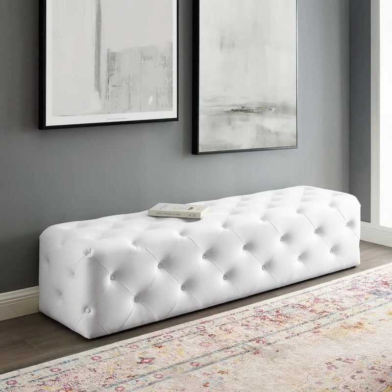 Amour 72" Tufted Button Entryway Faux Leather Bench by Modway by HouseOfZazla