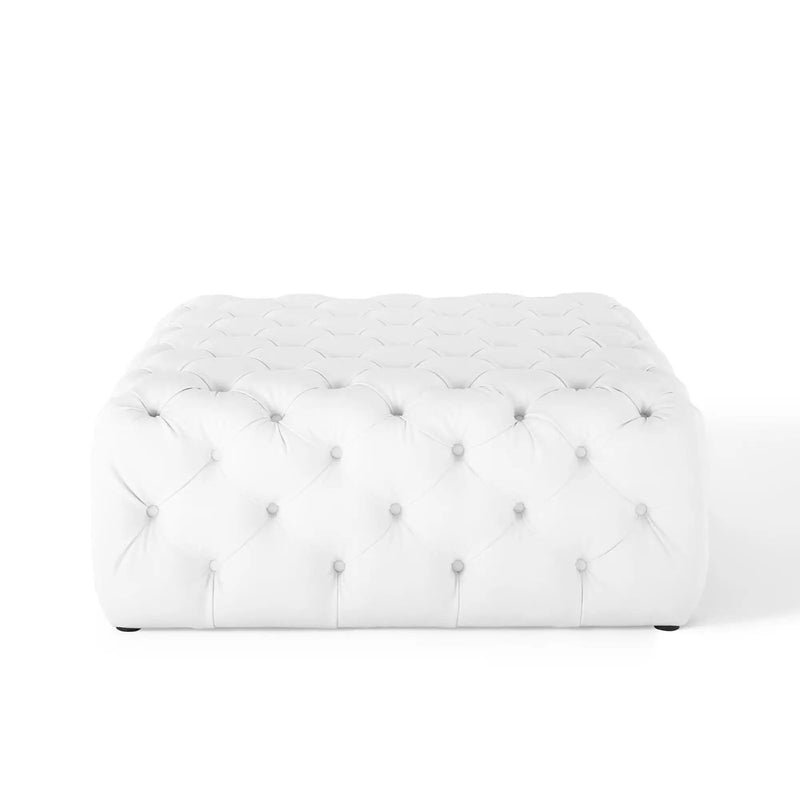 Amour Tufted Button Large Square Faux Leather Ottoman by Modway by HouseOfZazla