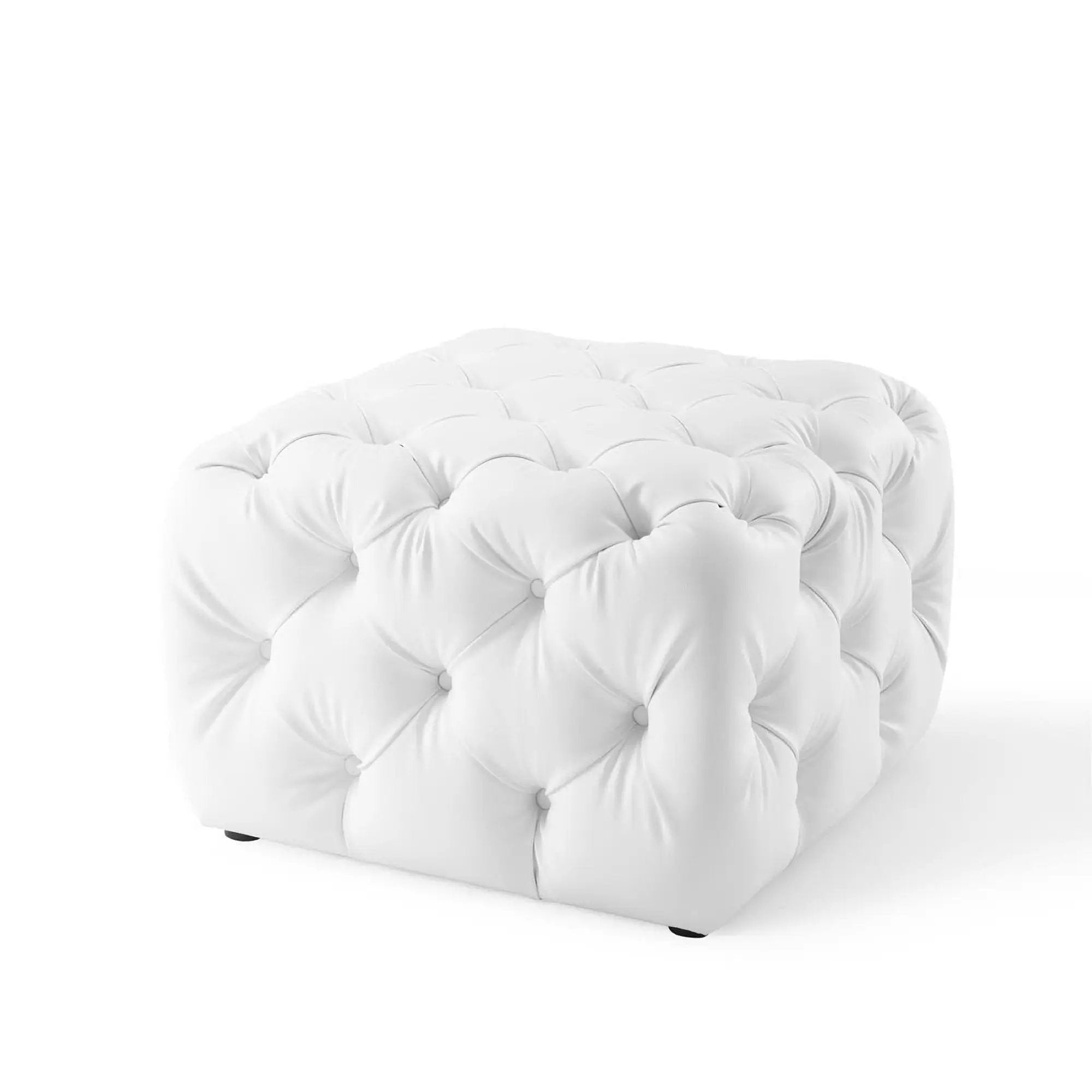 Amour Tufted Button Square Faux Leather Ottoman by Modway by HouseOfZazla