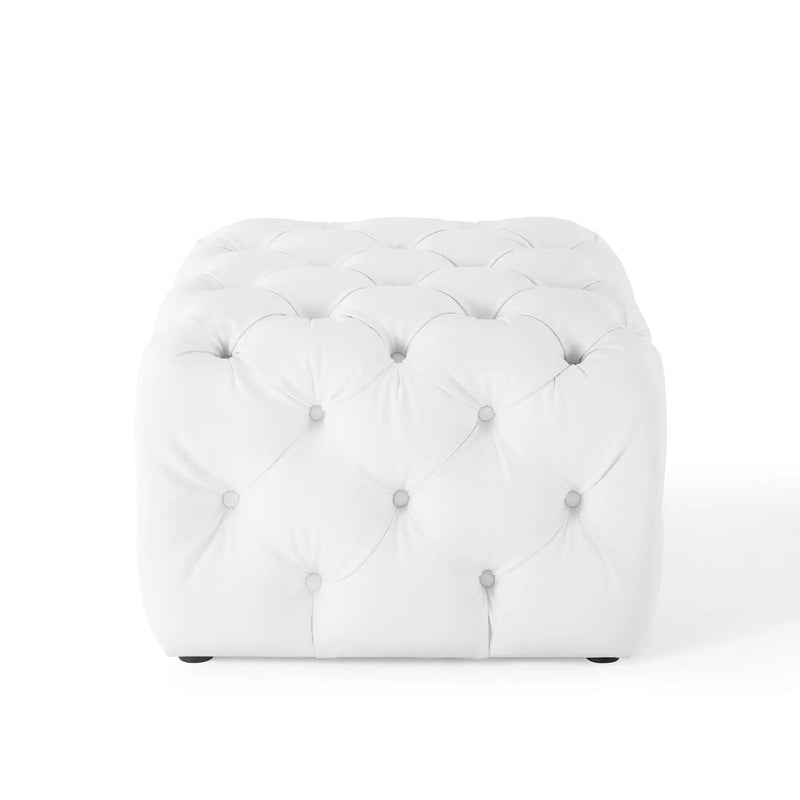 Amour Tufted Button Square Faux Leather Ottoman by Modway by HouseOfZazla