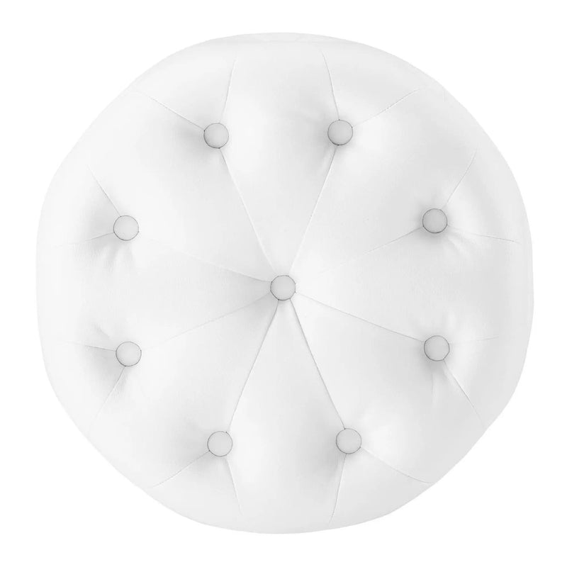 Amour Tufted Button Round Faux Leather Ottoman by HouseOfZazla