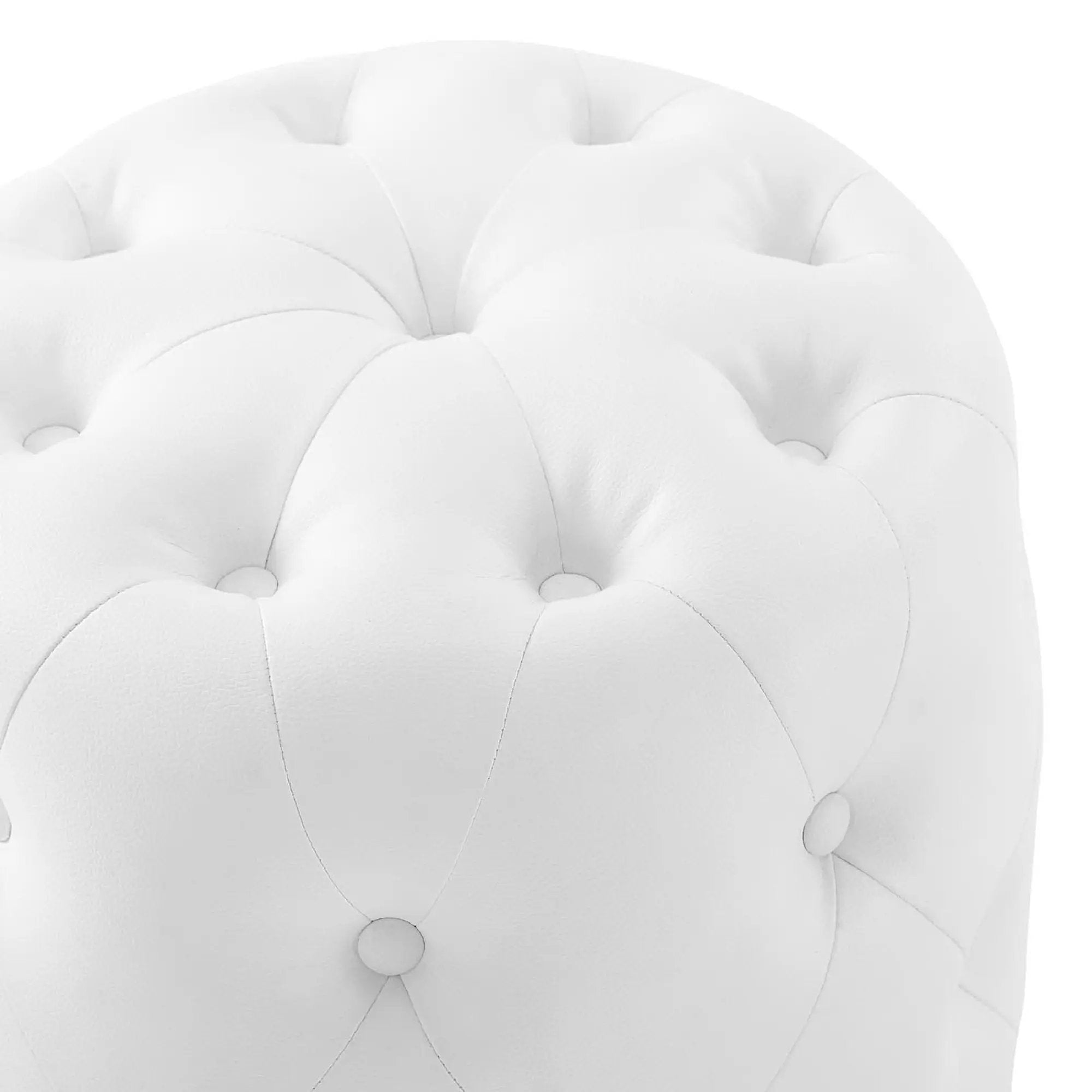 Amour Tufted Button Round Faux Leather Ottoman by HouseOfZazla