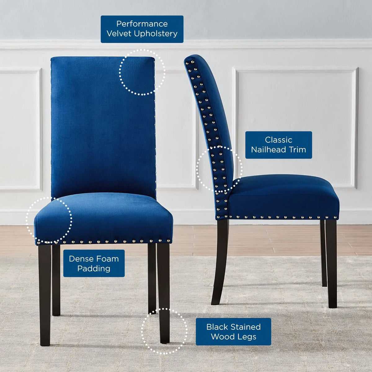 Parcel Performance Velvet Dining Side Chairs Set of 2 by Modway by HouseOfZazla