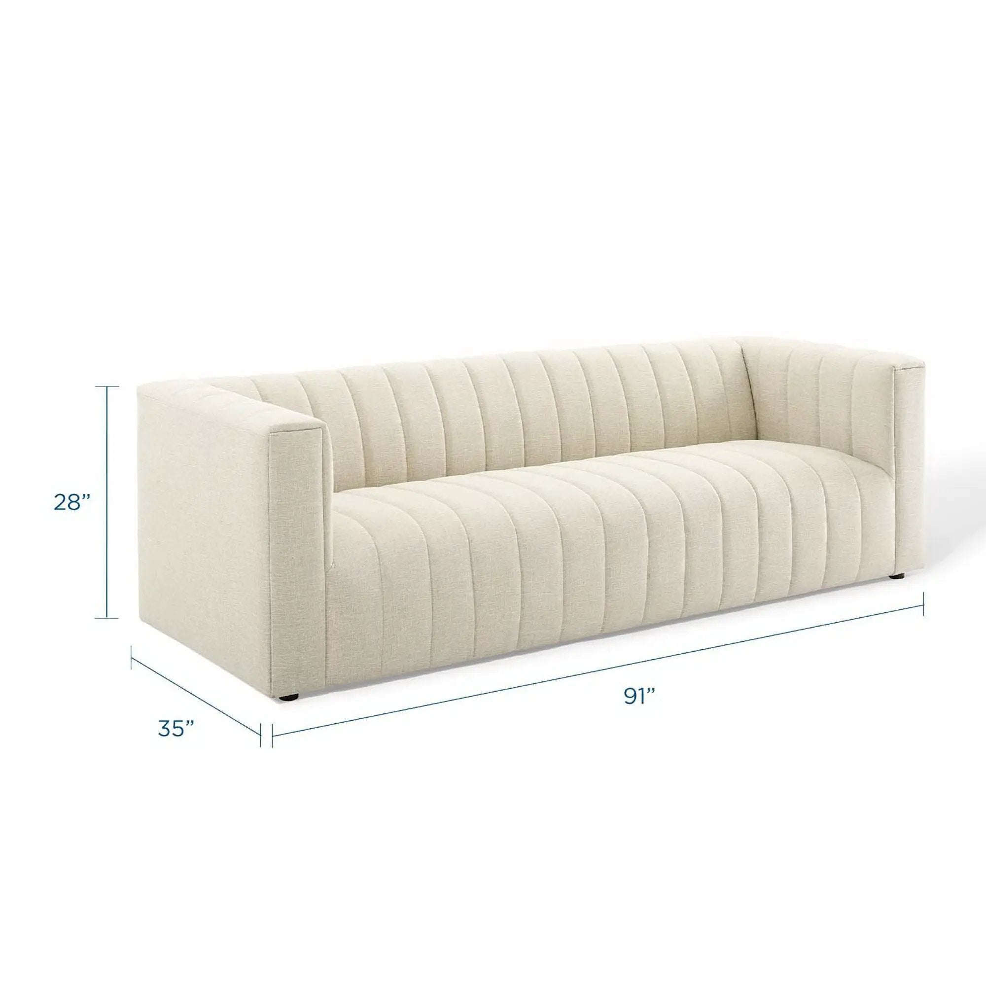 Reflection Channel Tufted Upholstered Fabric Sofa by HouseOfZazla