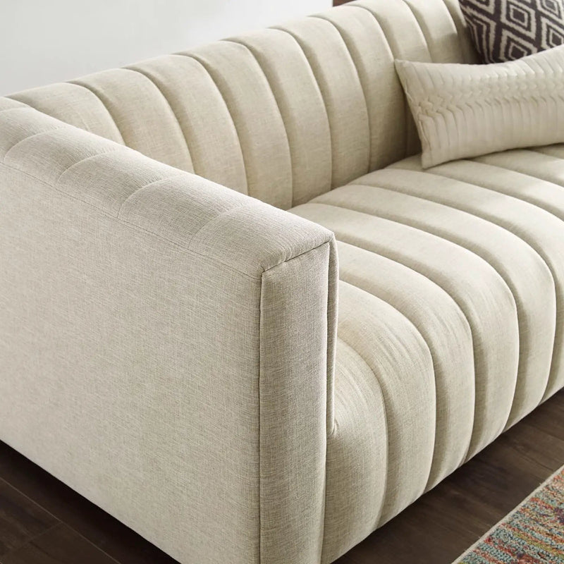 Reflection Channel Tufted Upholstered Fabric Sofa by HouseOfZazla