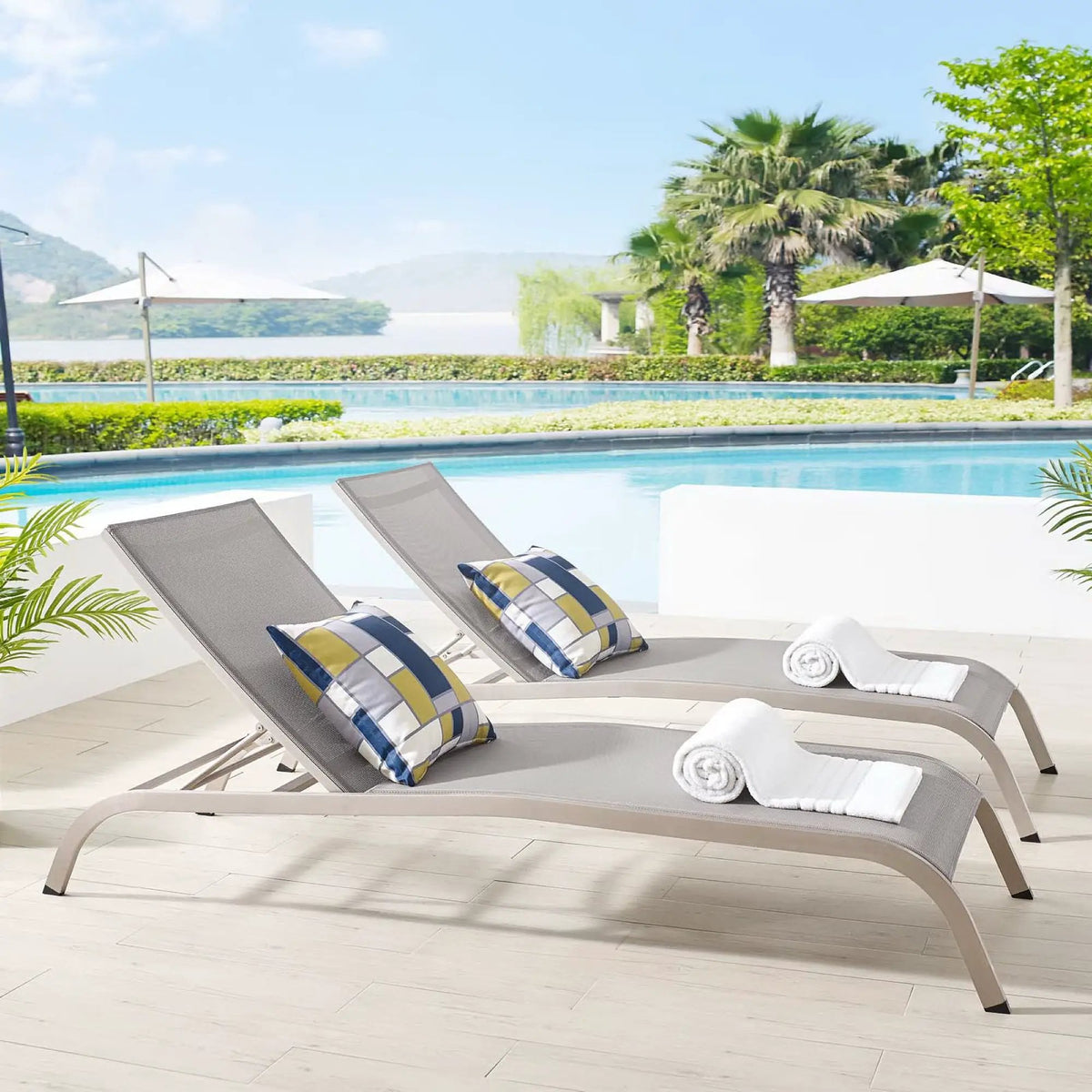 Savannah Outdoor Patio Mesh Chaise Lounge Set of 2 by Modway by HouseOfZazla