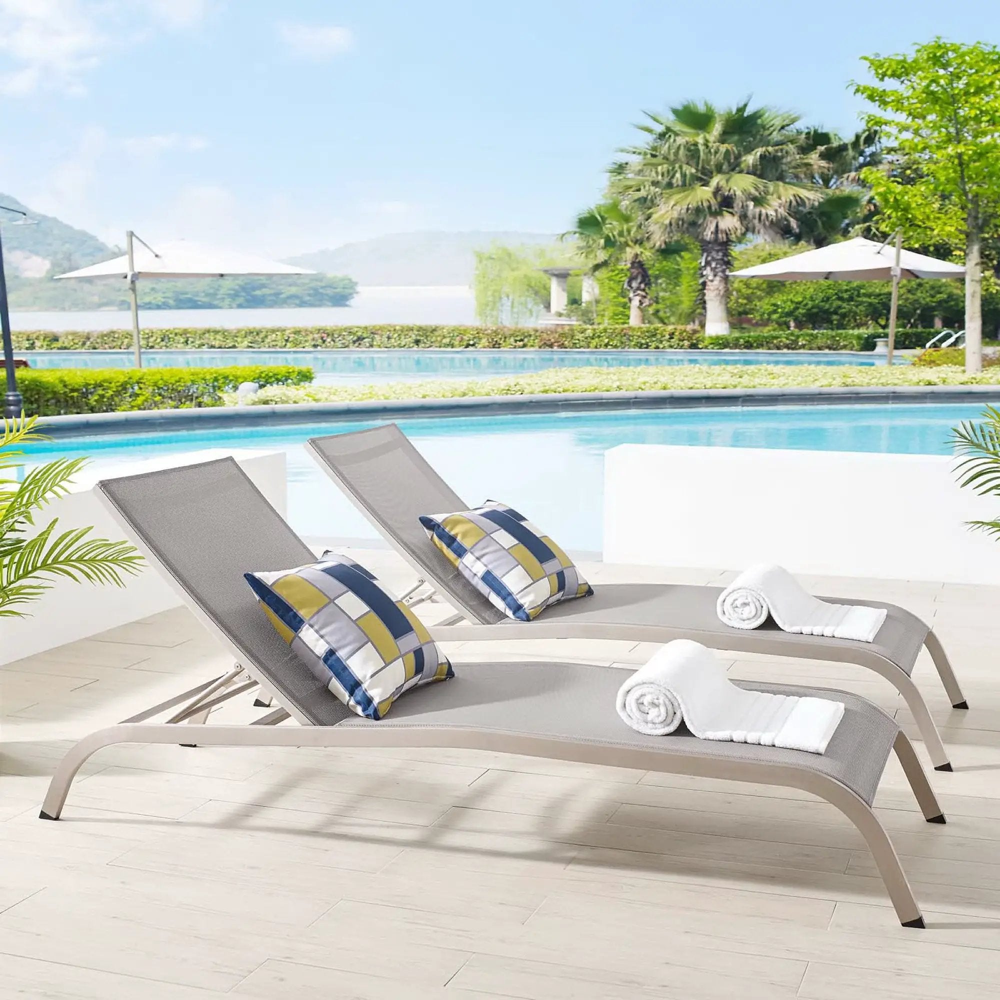 Savannah Outdoor Patio Mesh Chaise Lounge Set of 2 by Modway by HouseOfZazla