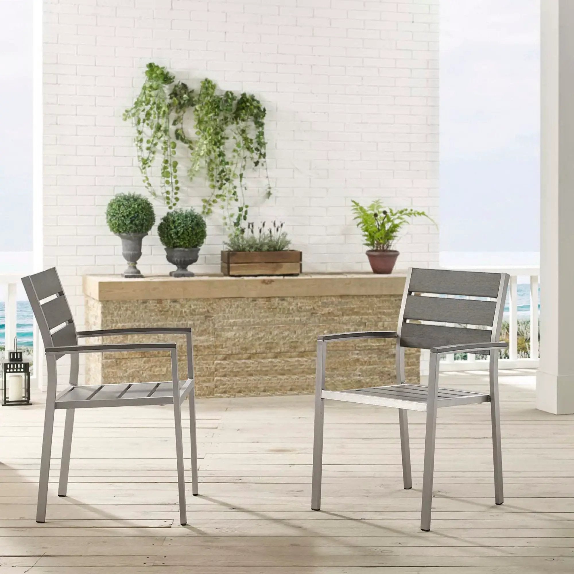 Shore Outdoor Patio Aluminum Dining Armchair Set of 2 by Modway by HouseOfZazla